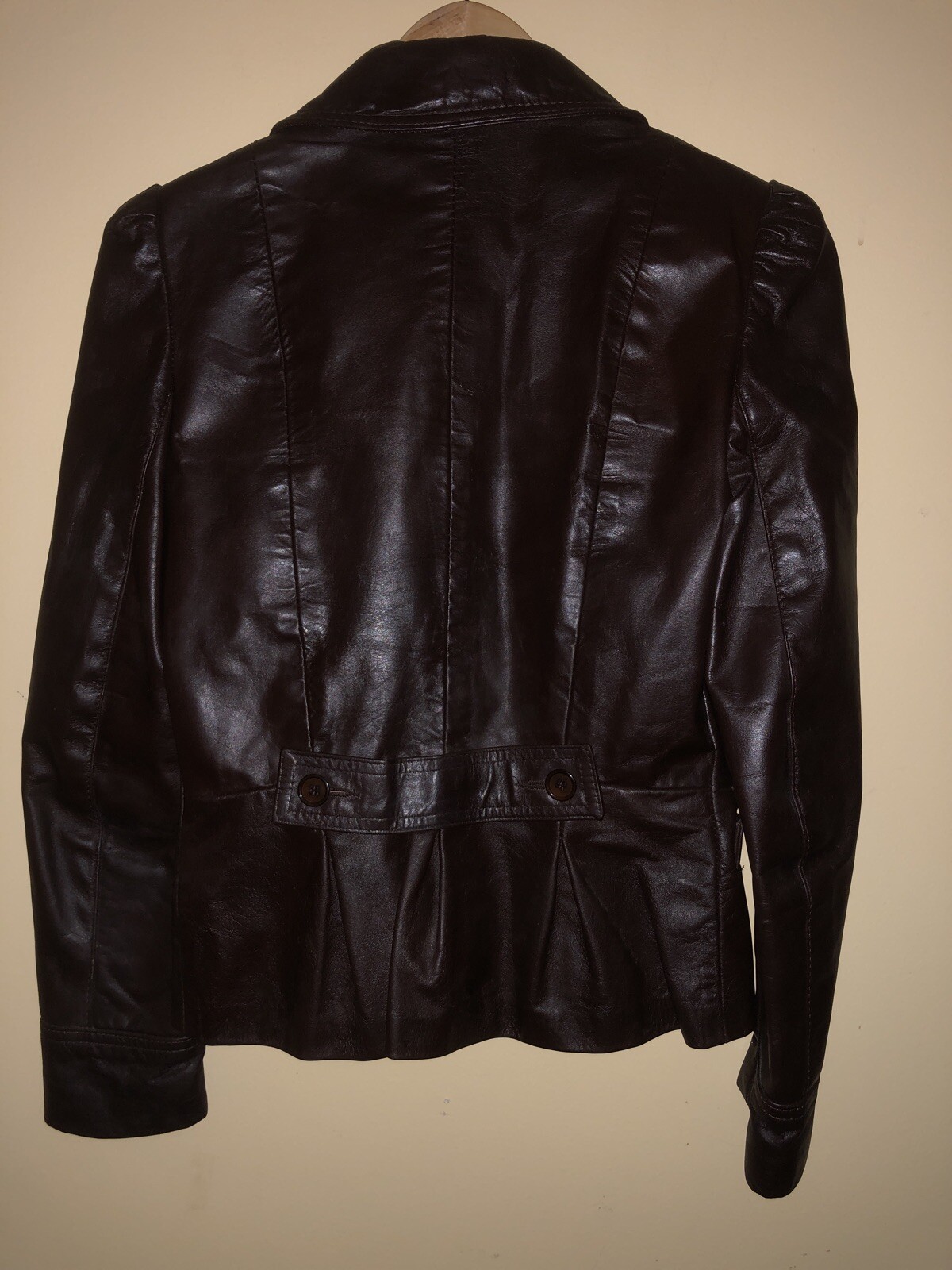 Vintage AVANT GARDE Women’s Leather Jacket Sz 8 fits XS/S 1 button peplum back