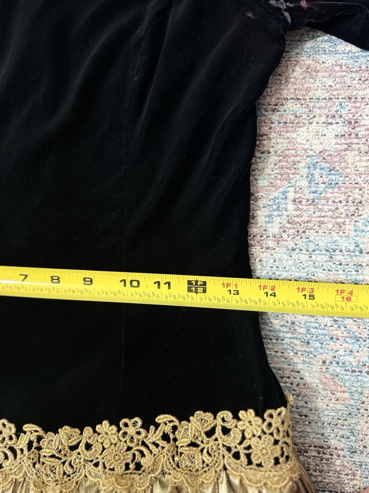 Vintage Scott McClintock Black Velvet Metallic Gold Prom Party Dress Size 6