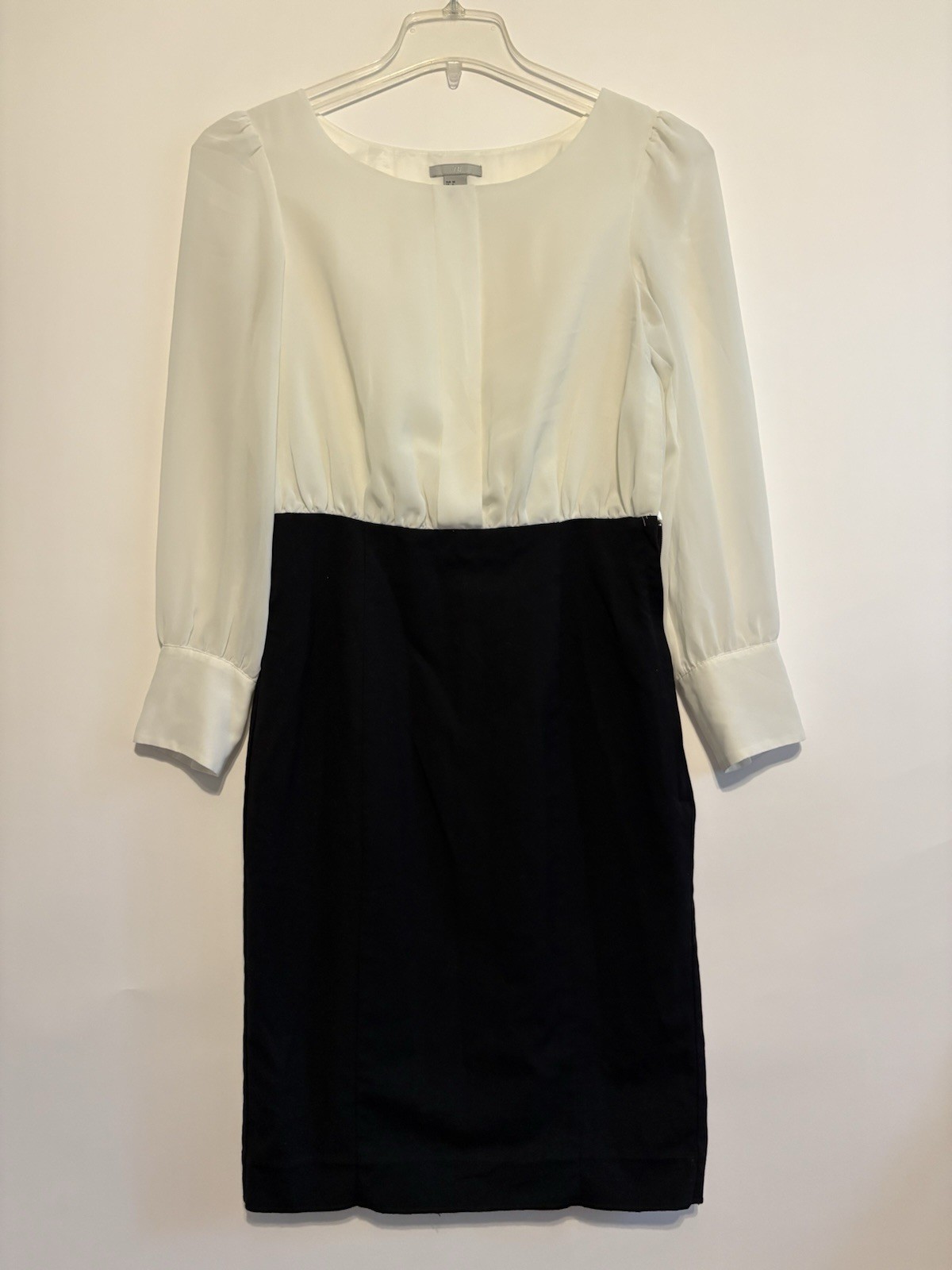 H & M Vintage Business Dress Sheer Shirt Pencil Faux Skirt Sz 8 Office Wear