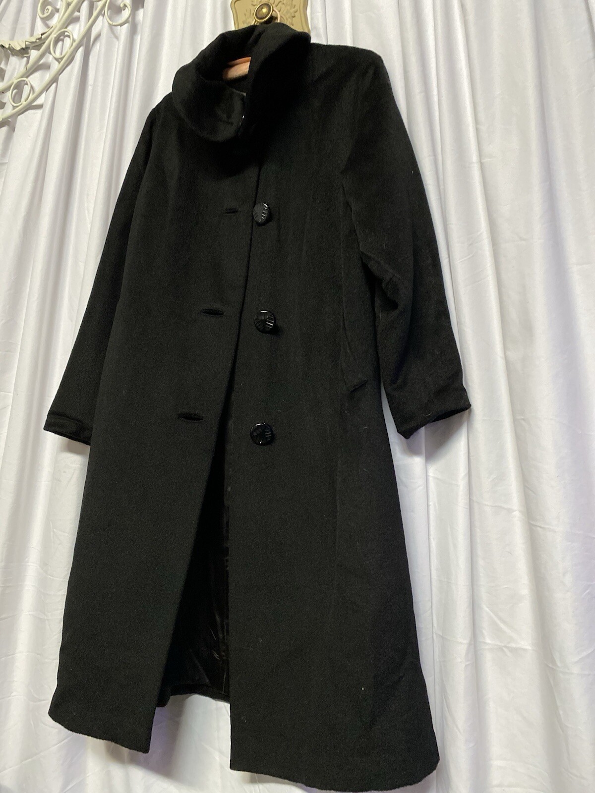 VINTAGE 1950’s Swing ROCKABILLY Coat Black Beautiful Union Label EBONIQUE Small