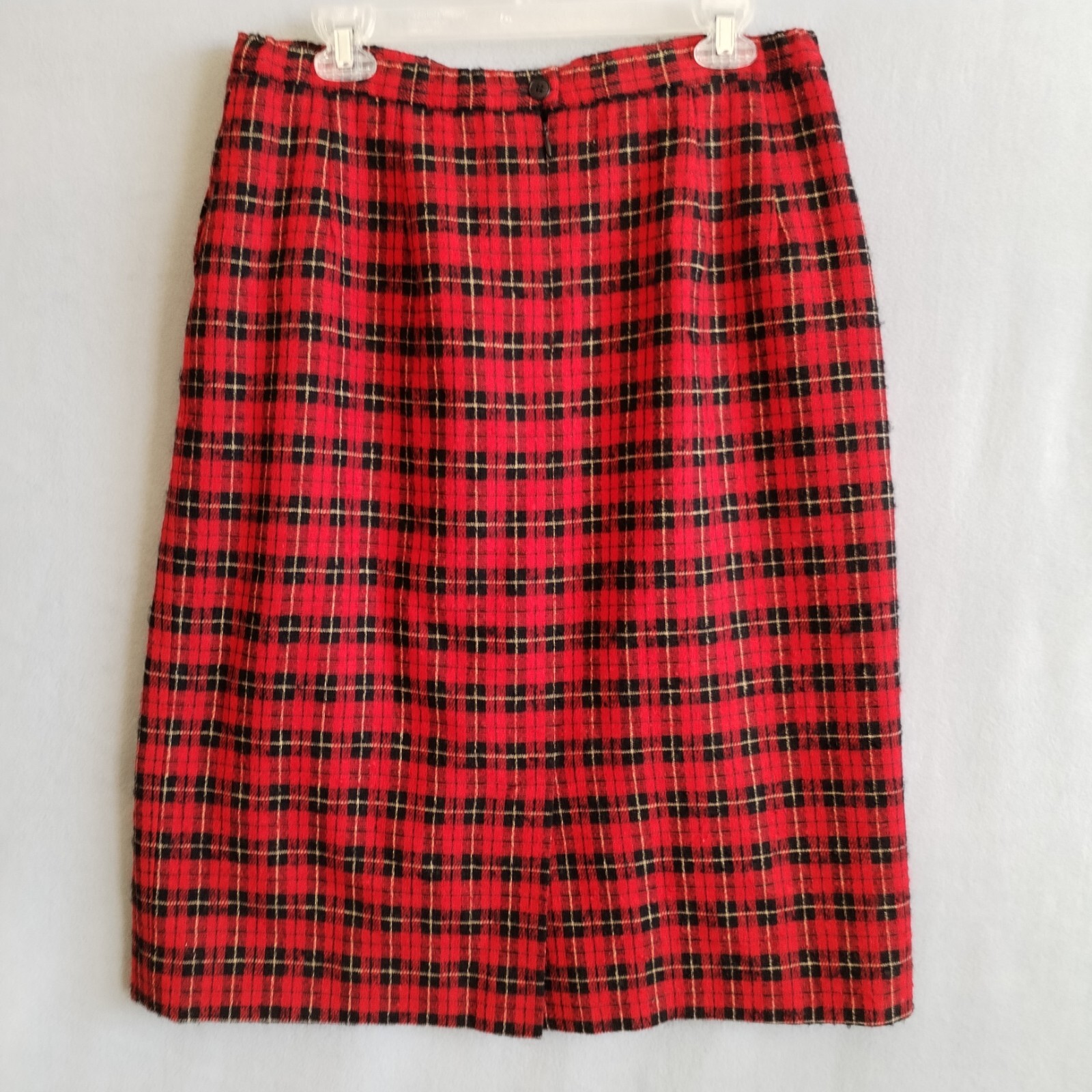 Vintage Pendleton Skirt Size 16 Red Tartan Plaid Wool Knee Length Dark Academia
