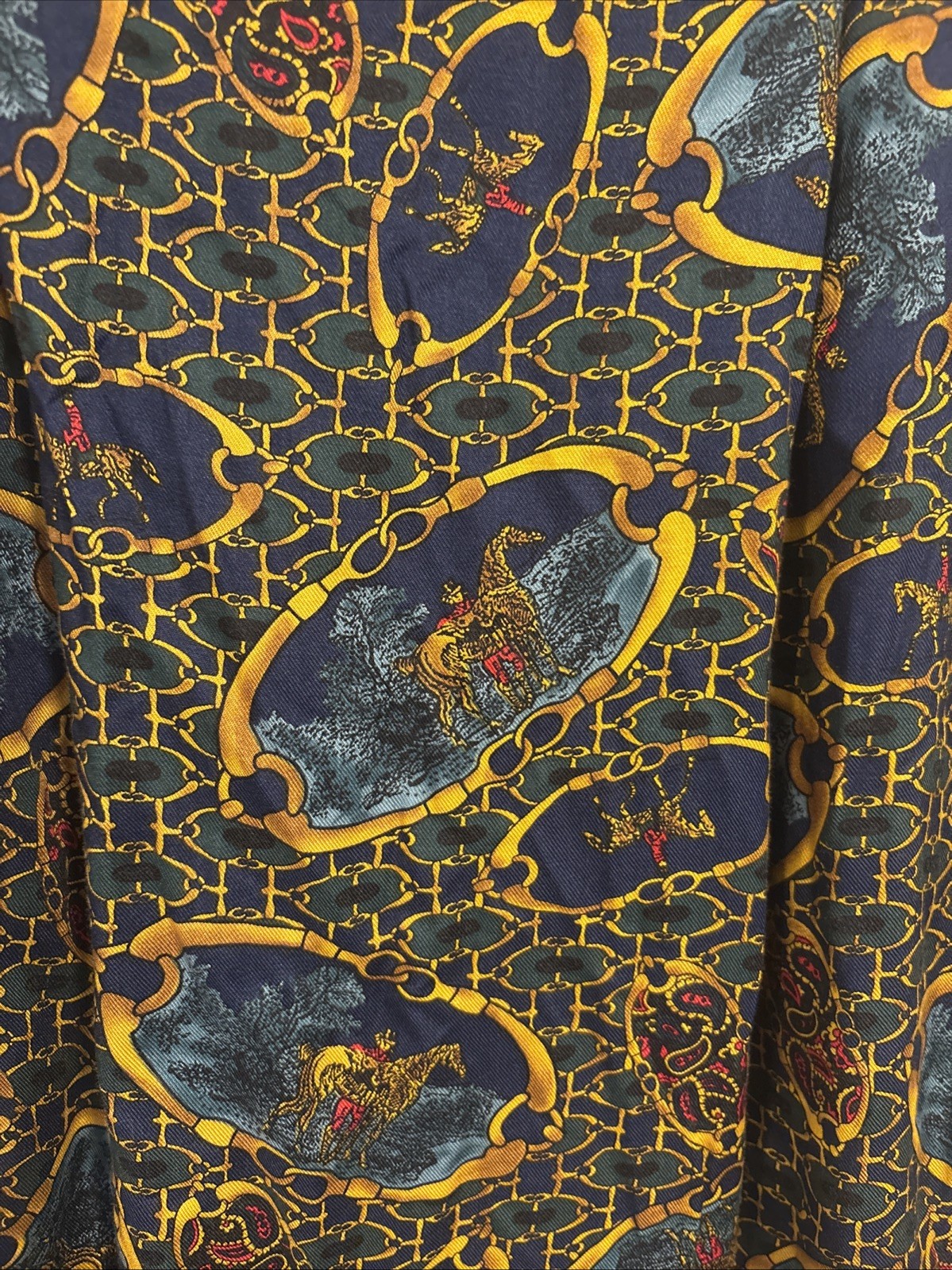 Pendleton Vintage 80s Equestrian Chain Stretch Skirt Sz 12 Tall Horse