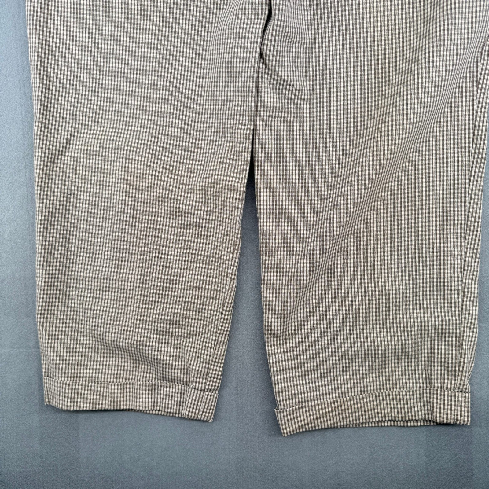 Vintage 90s Perry Ellis Trousers Womens 30 Cotton Pleated Gingham Dark Academia