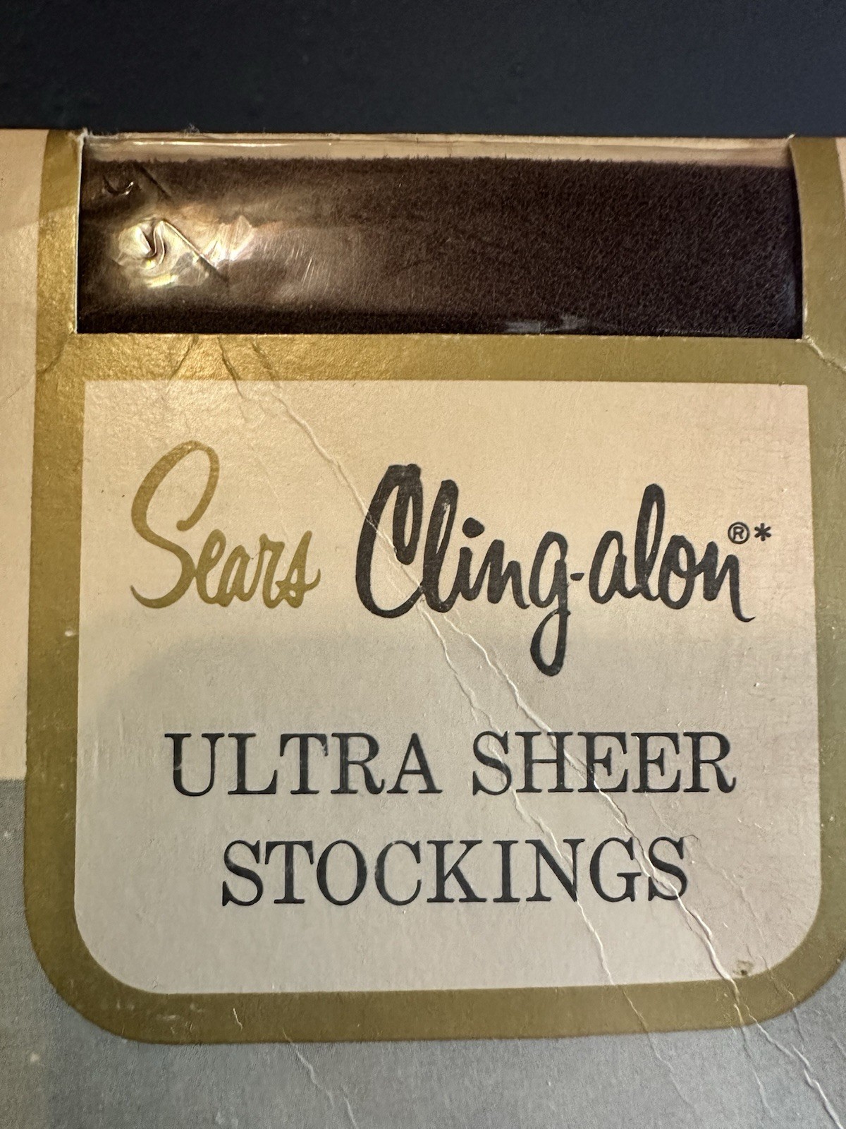 New Vintage Sears Cling-Alon Ultra Sheer Mesh Knit Stockings Mocha Size B