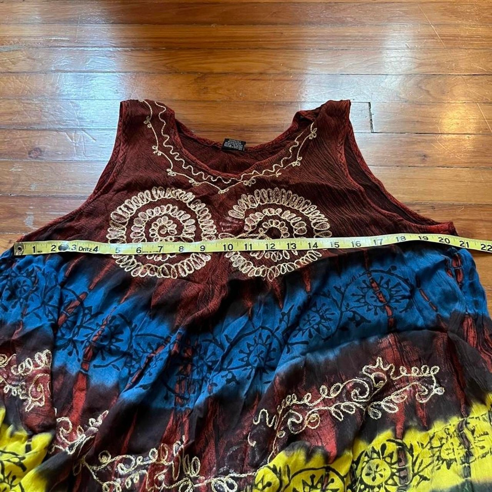 Vintage 90s Tie-Dye Viscose Mumu Breezy Boho Free Size Spirals Hippie