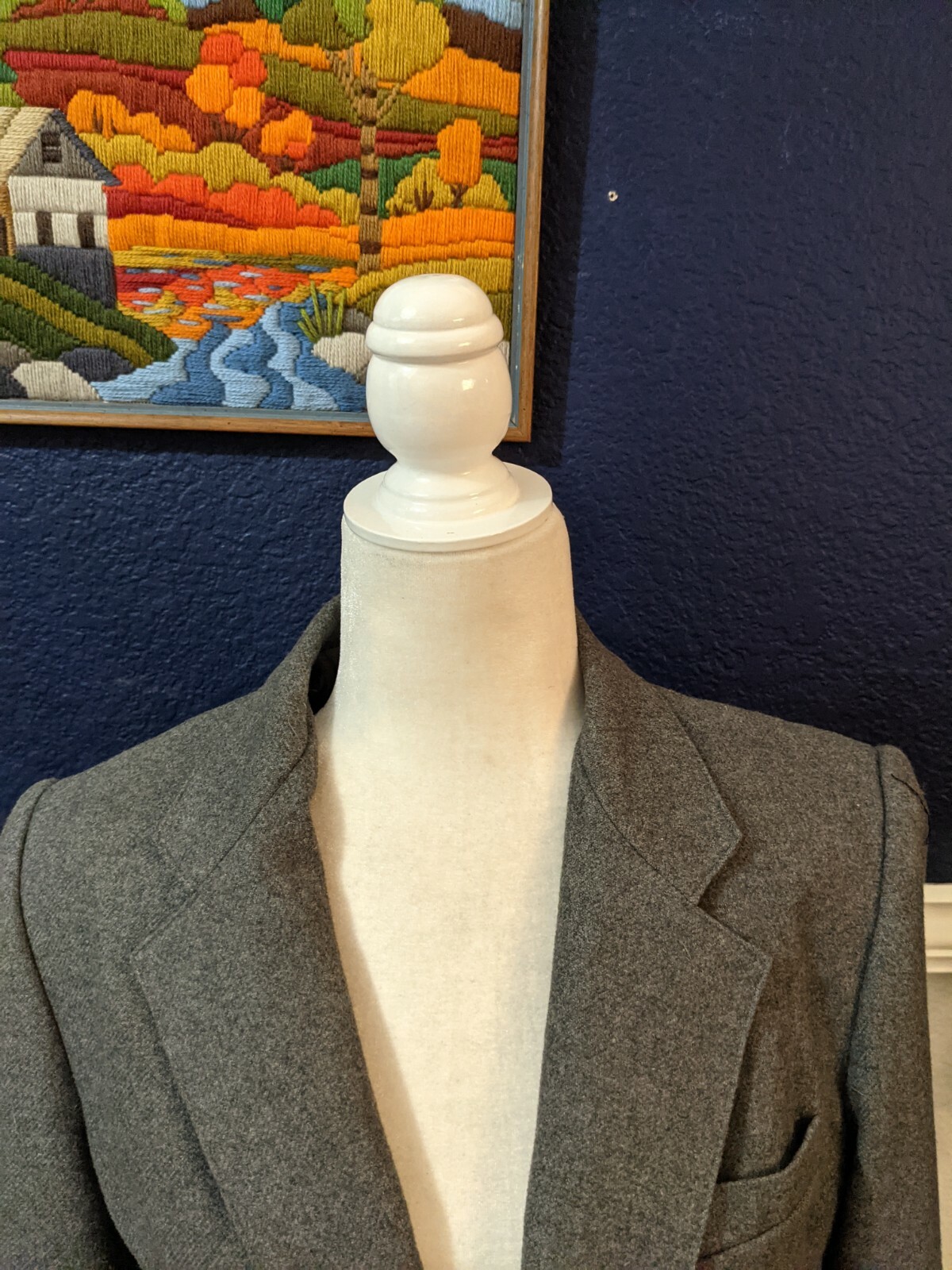 VTG 'The Fashion Place’ Sears Gray Wool Blend Blazer Jacket Sz 12 Large L