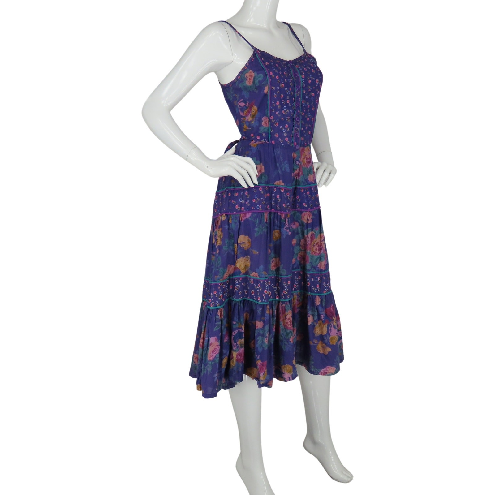 Vintage Broadway Star Floral Festival Cottagecore Romantic Gypsy Boho Dress XS