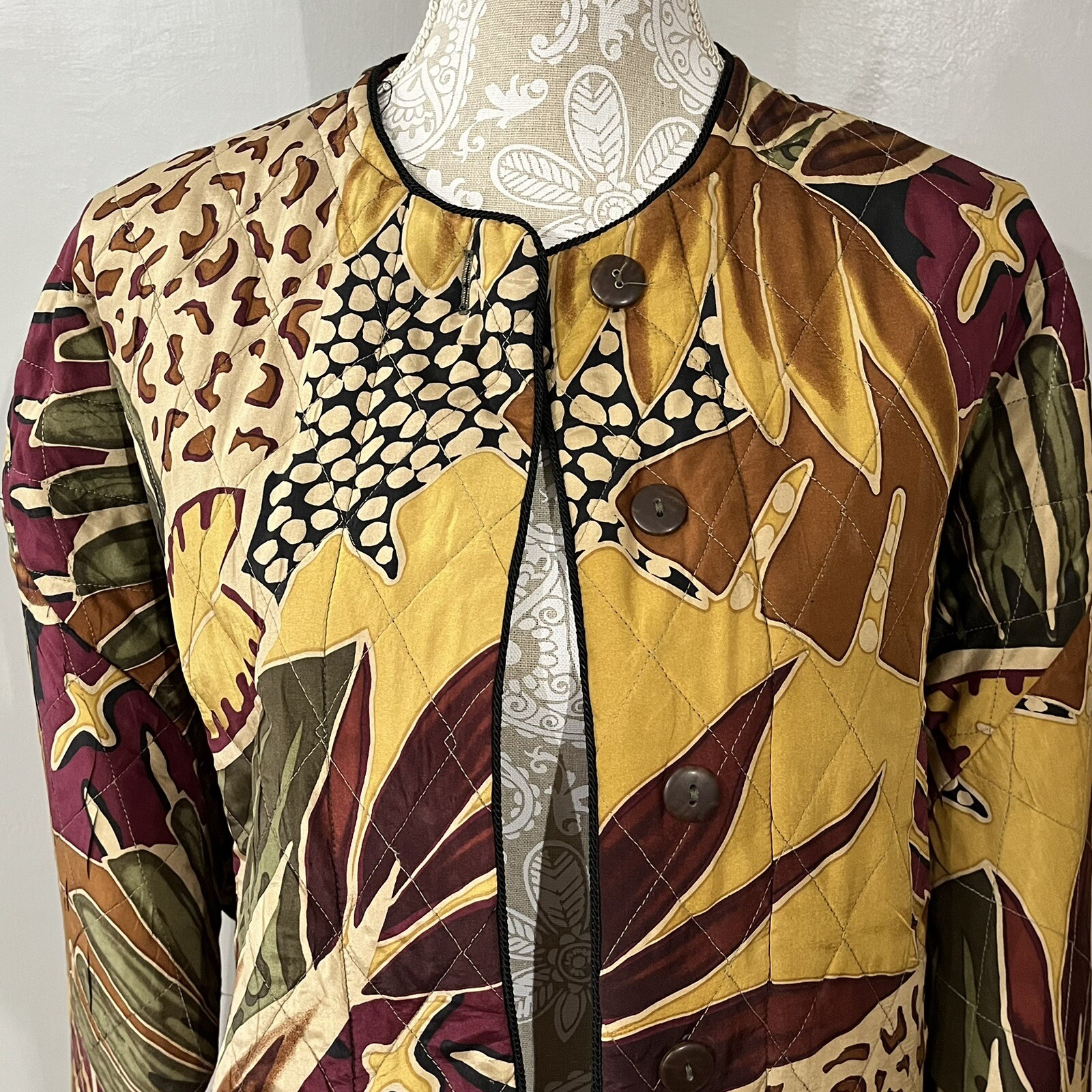 Vintage Regina Porter 100% Silk Jacket / XS / Abstract Design 80s 90s Boxy Style