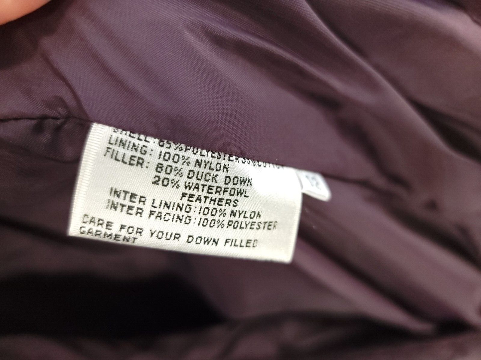 Vintage Count Romi Coat Women’s 12 Purple Front Zip Duck Down Retro