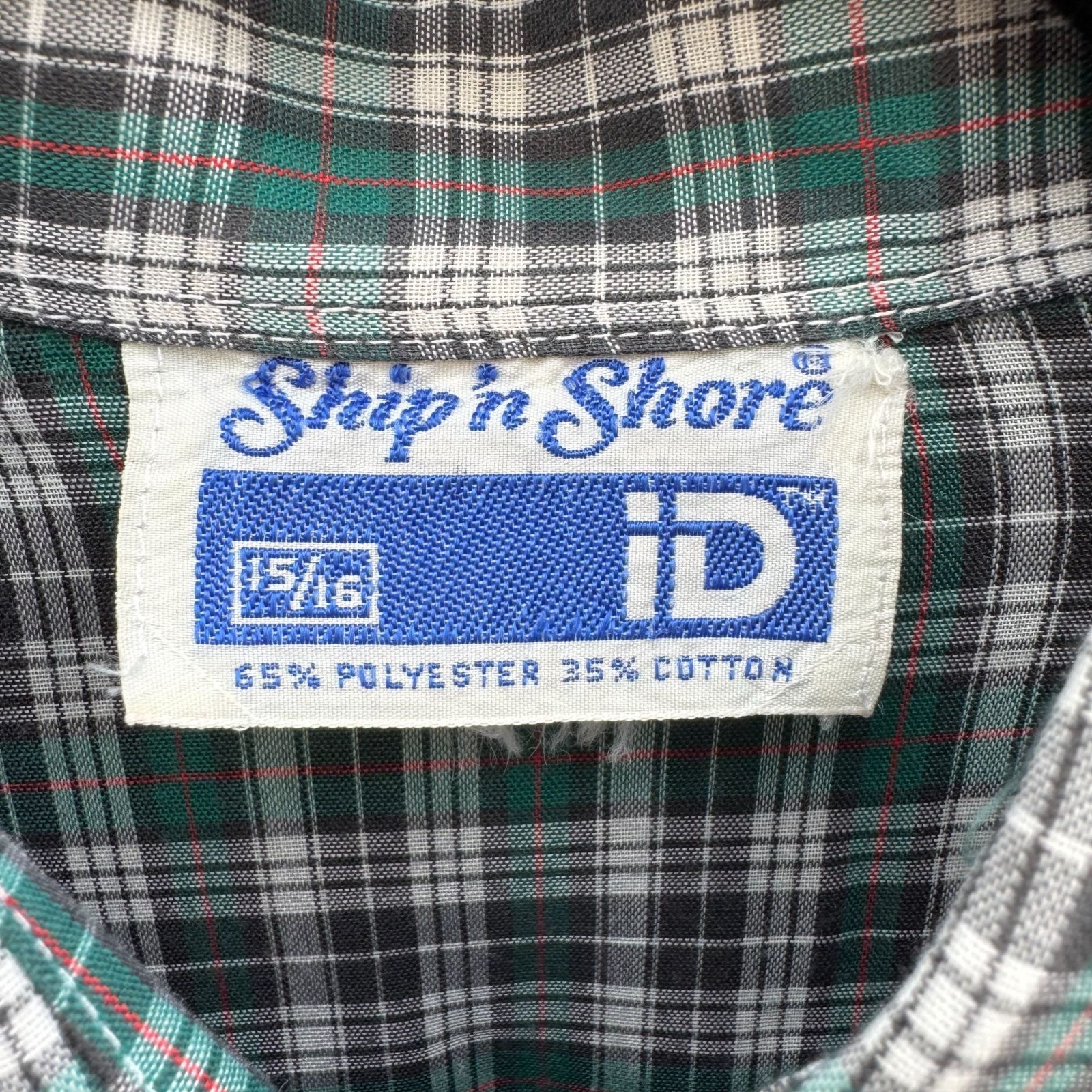 Ship N Shore Vintage 70s Plaid Tartan Long Sleeve Button Down Shirt Green Mens L