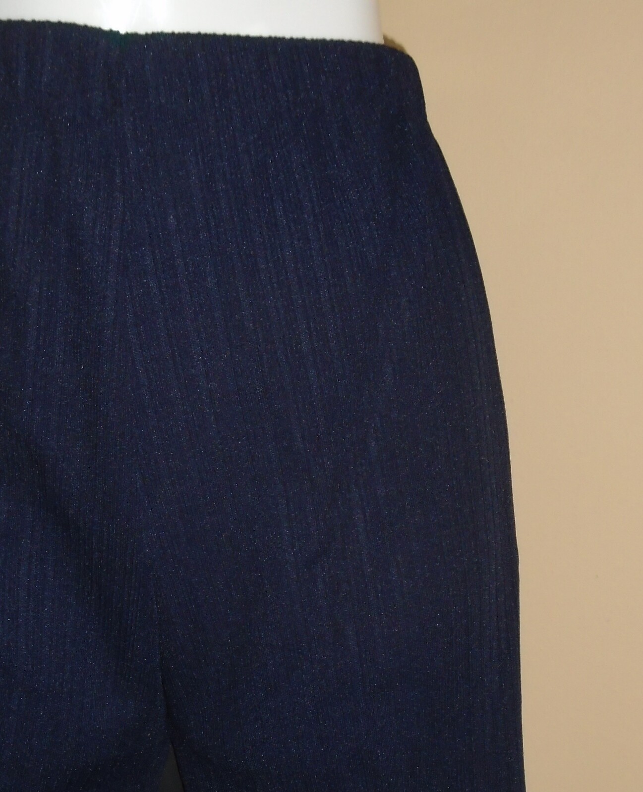 Ladies VTG 1970s Navy Blue Lines Textured Poly Dress Pants Sz 12 Petite NWT