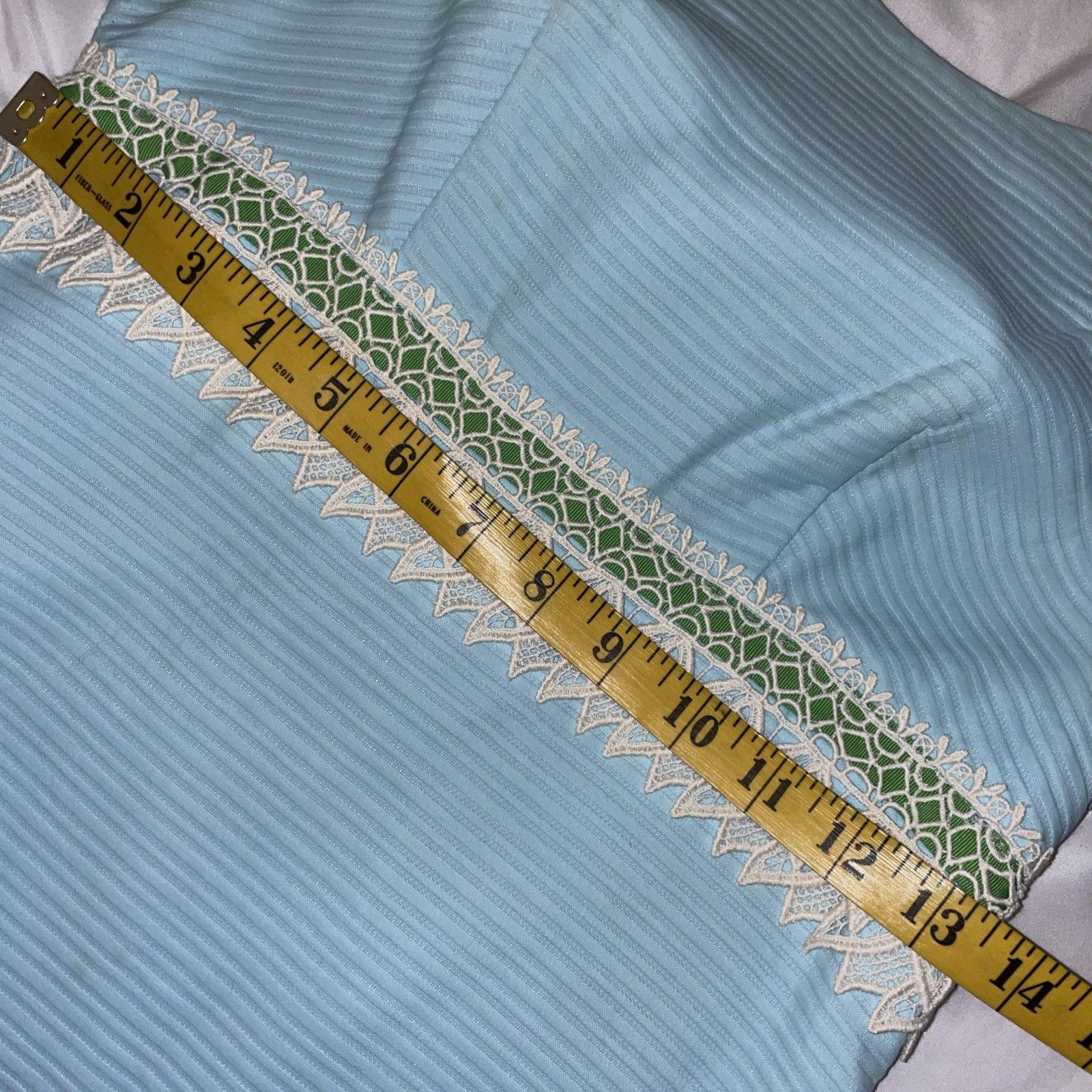 Vintage 60’s 70s Maxi Dress Sz 3 Gina Petites Blue/green Bow Boho Empire Waist