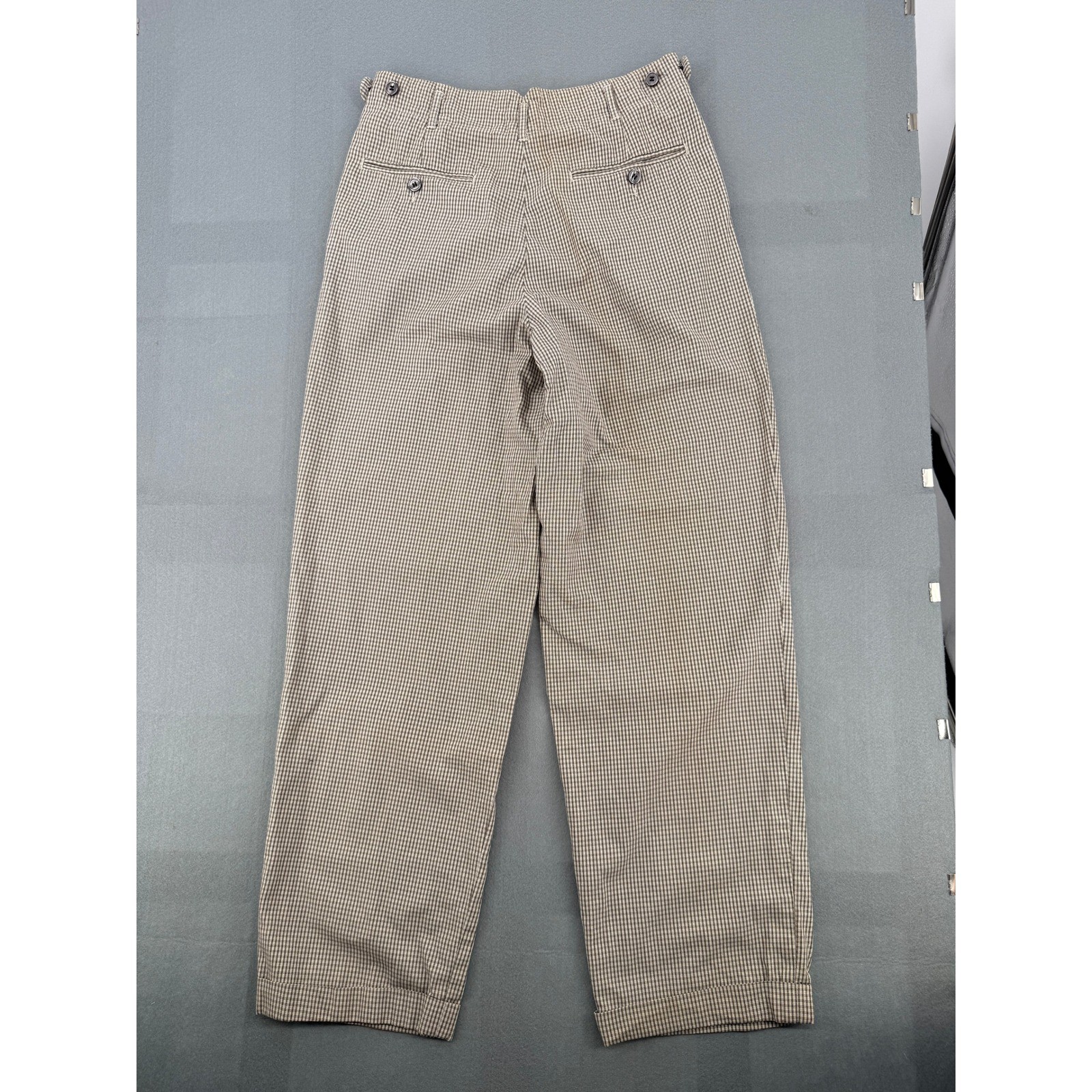Vintage 90s Perry Ellis Trousers Womens 30 Cotton Pleated Gingham Dark Academia