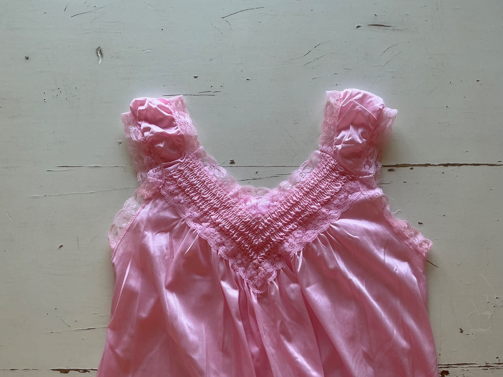 NWOT Vintage Jill Andrea of NY pink Nylon night gown Made in the USA Large