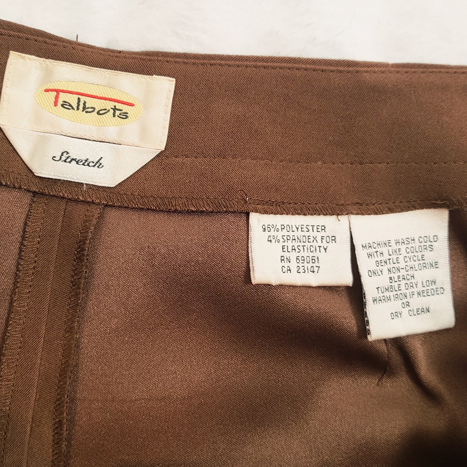VTG Talbots Faux Suede Pants Stretch Sz 12/14P Straight Leg Career Officewear