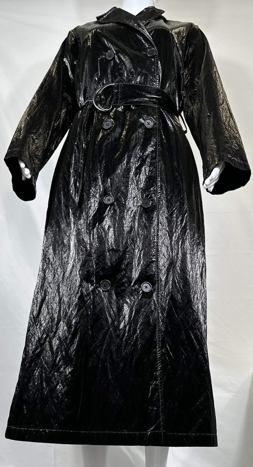 Good American Black Trench Coat Size 3 Travel Preppy Academic Classy Old Money
