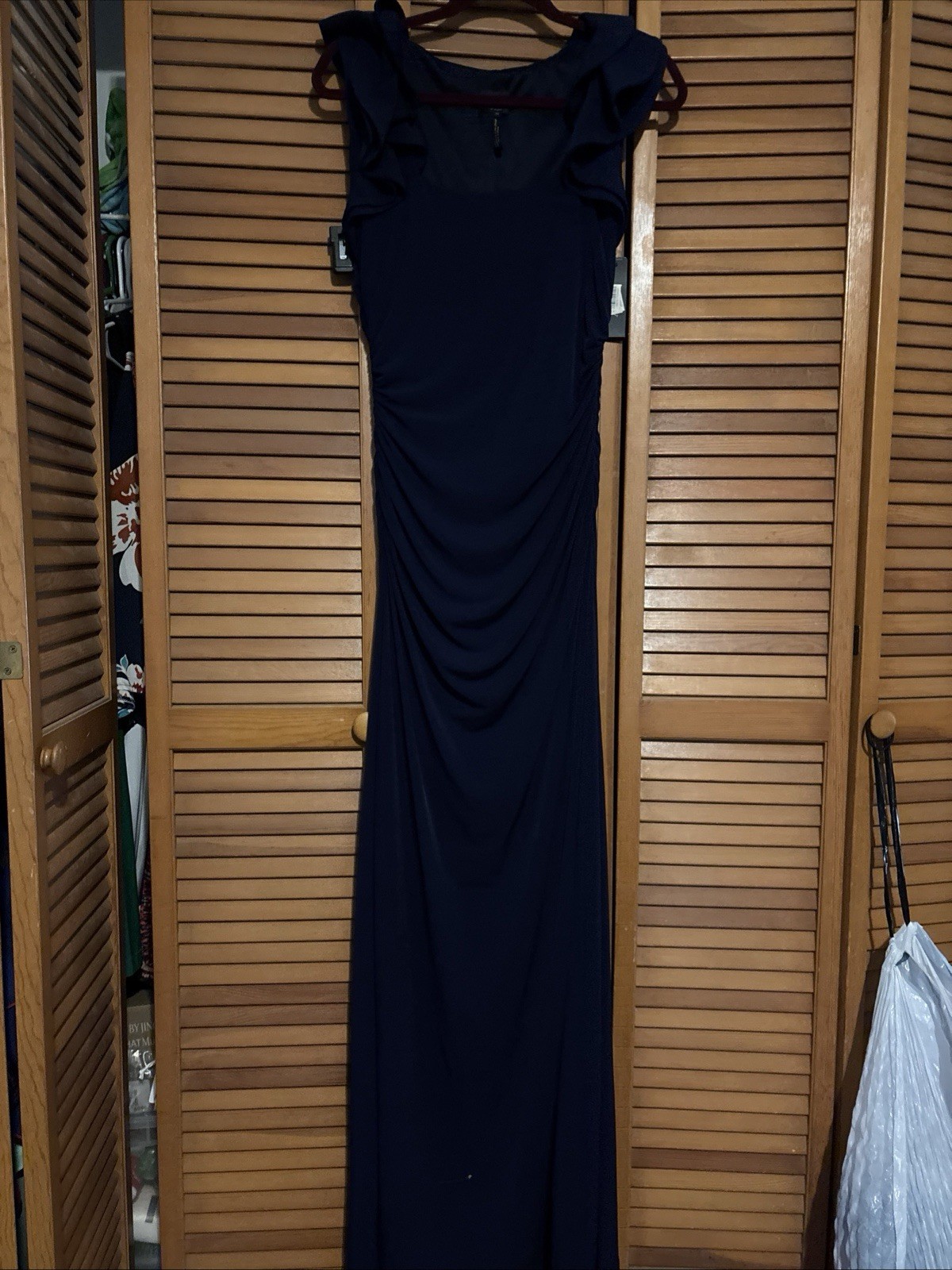 LAUNDRY BY SHELLI SEGAL Vintage 1990’s Navy Blue Gown SIze 12 Nwt