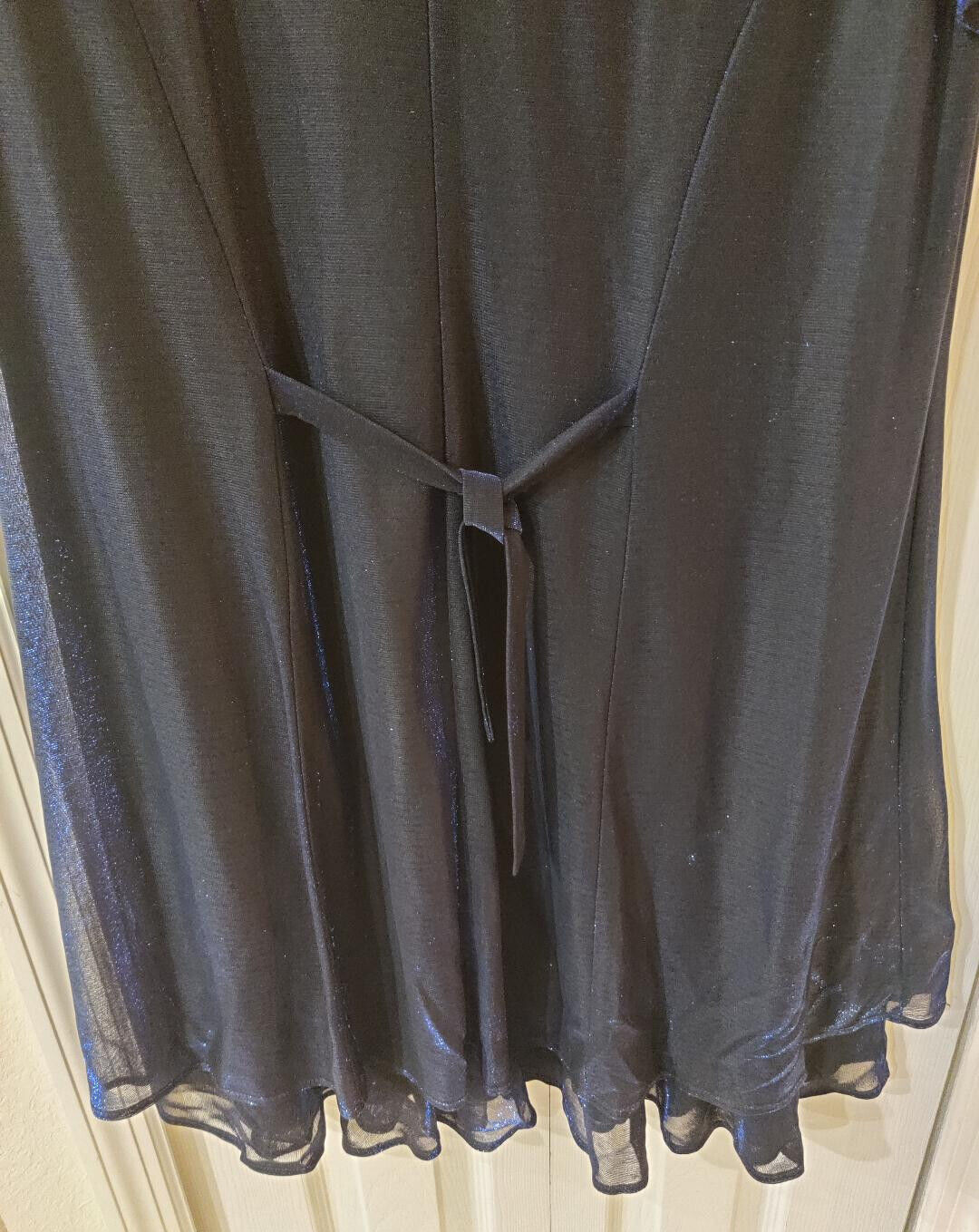 Molly Malloy Evening Formal Dress Blue Shimmer Short Sleeve Dress Size 14