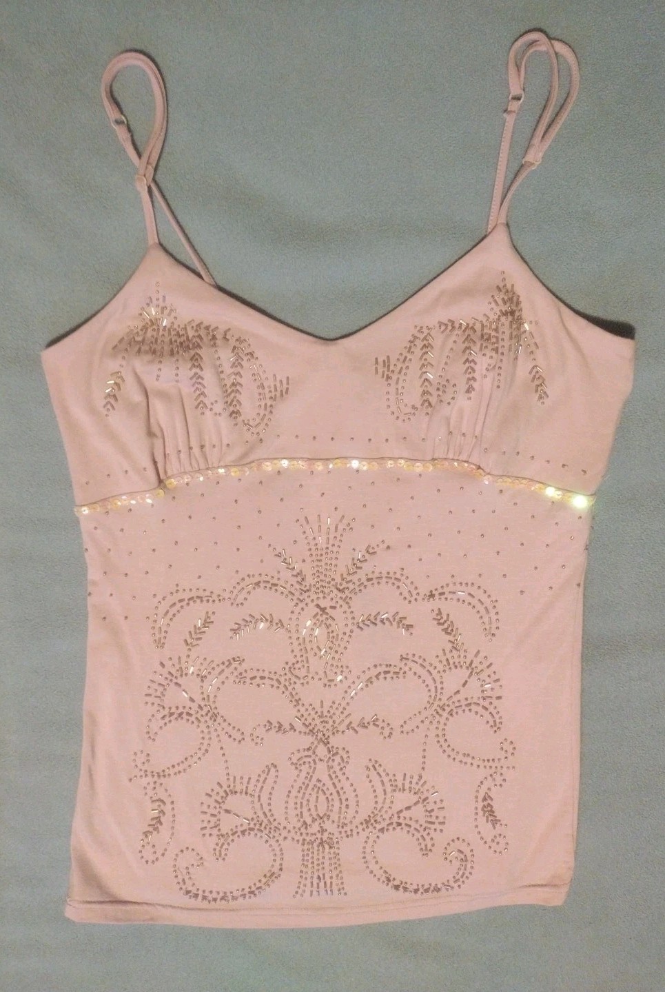 REDUCED Vtg 90’s Lulumari Beaded/Sequin Embellished Stretch Soft Knit Cami Sz L