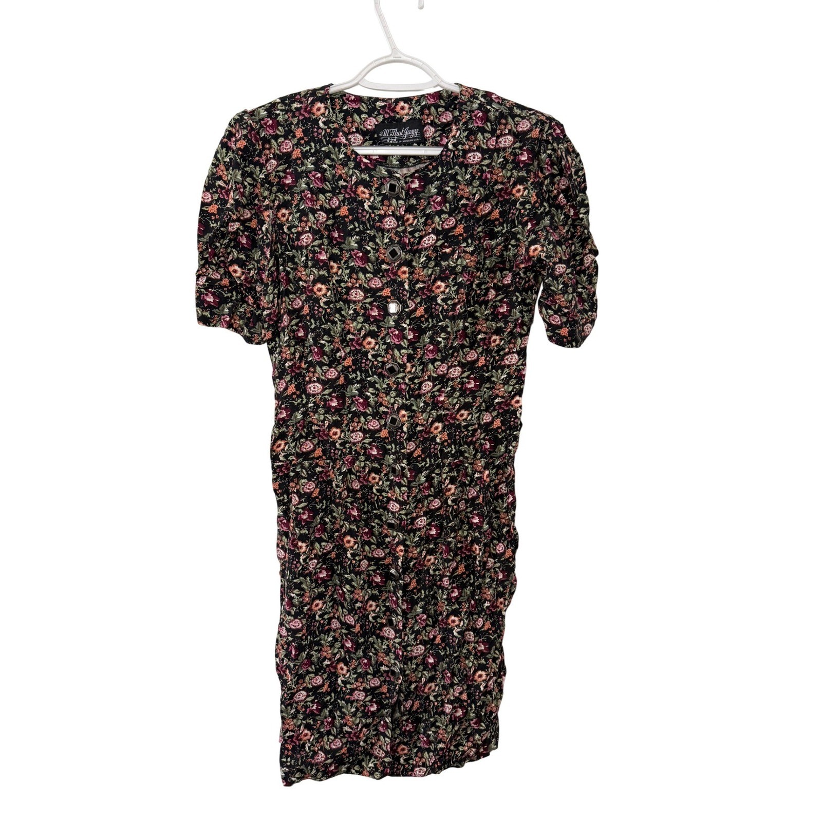All That Jazzy Vintage 90s Floral Button Front Mini Dress Small Cottage