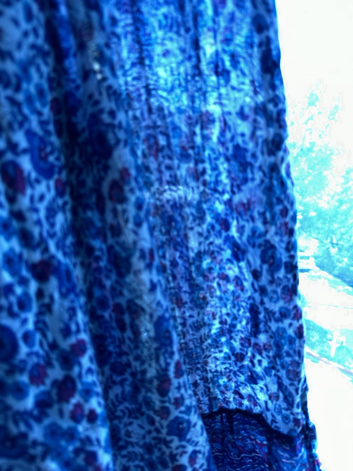 Vtg 1970s INDUS Block Print India Dress Super Lightweight Cotton Sz S/M