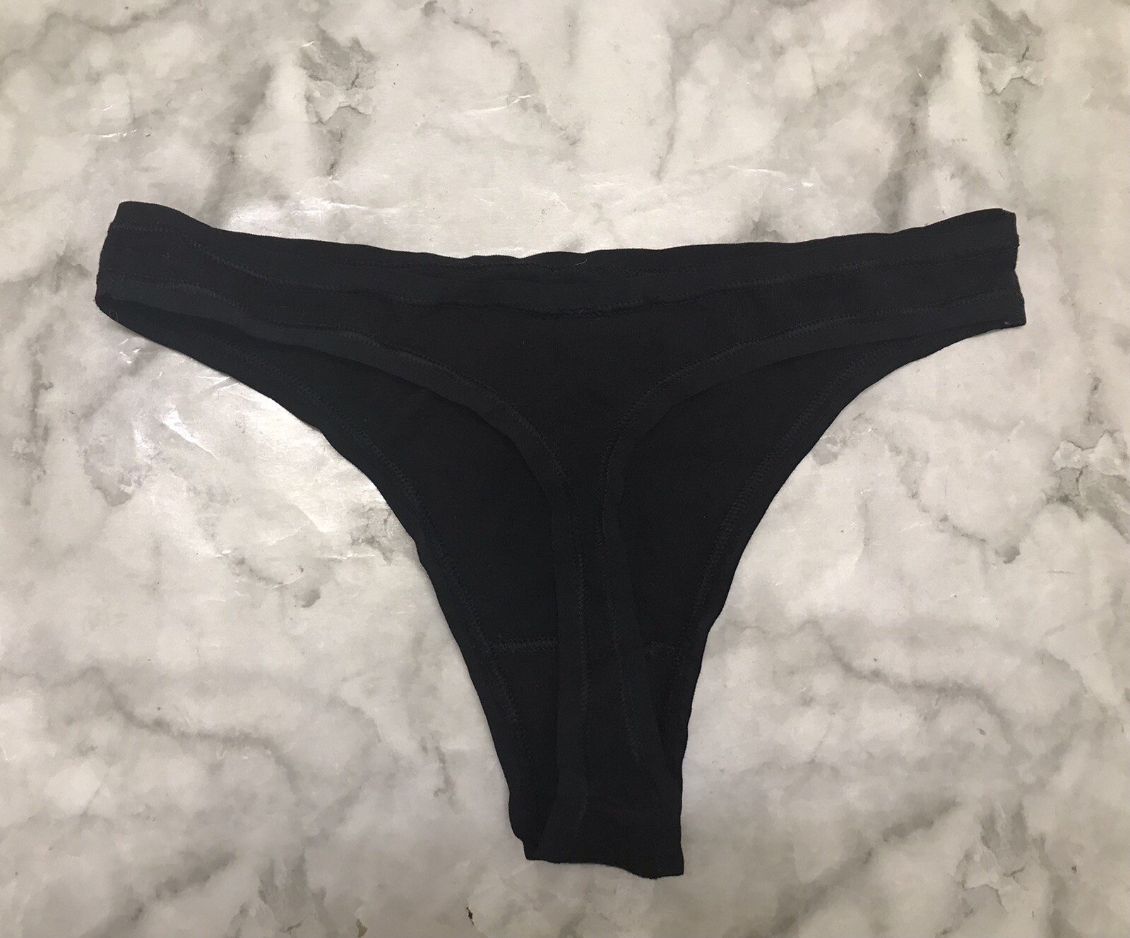Y2K Gap Body Organic Soft Cotton Stretch thong panty Black Underware Soft Sz Med