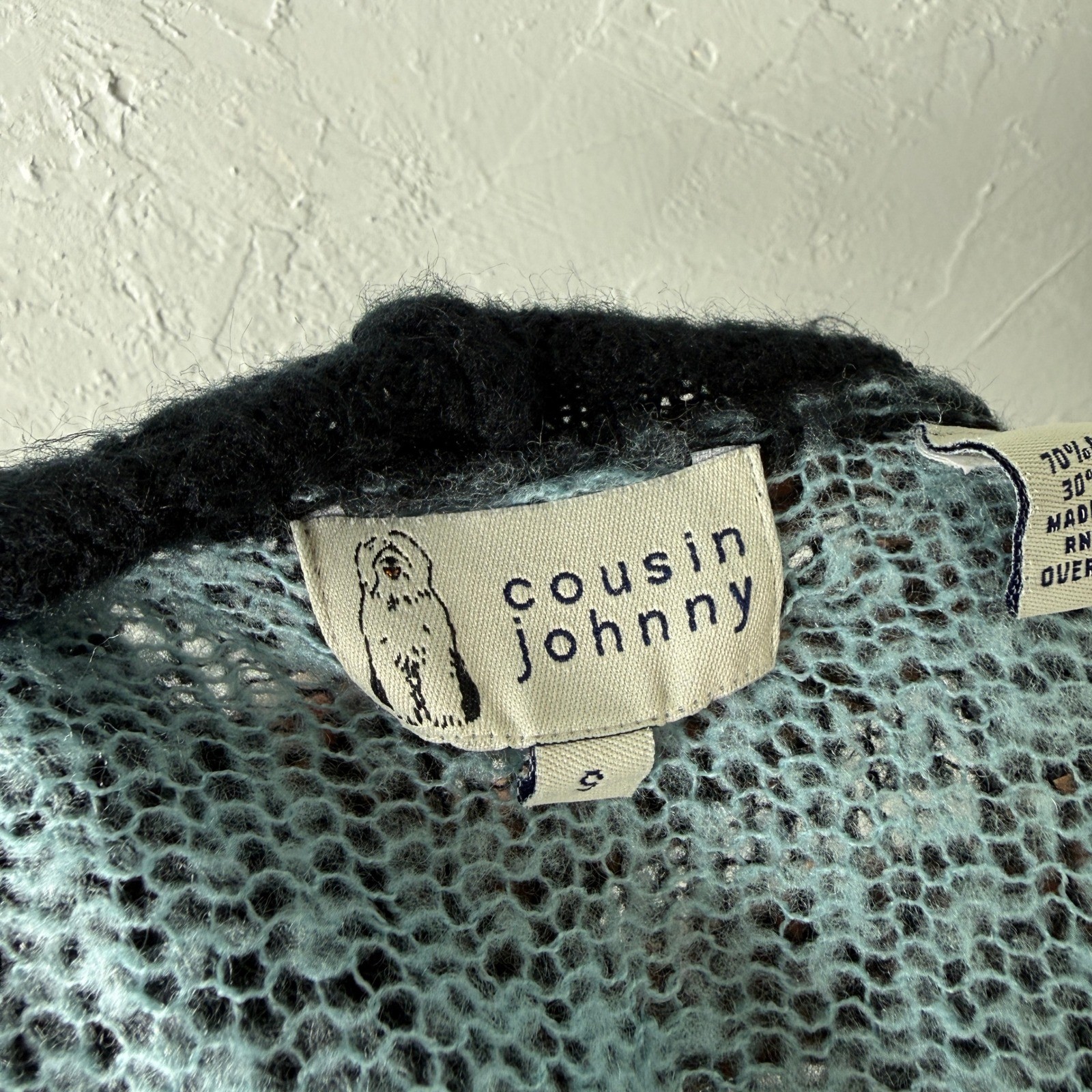 Vintage Y2K Cousin Johnny Cardigan Small Cropped Acrylic Nylon Button V neck L15