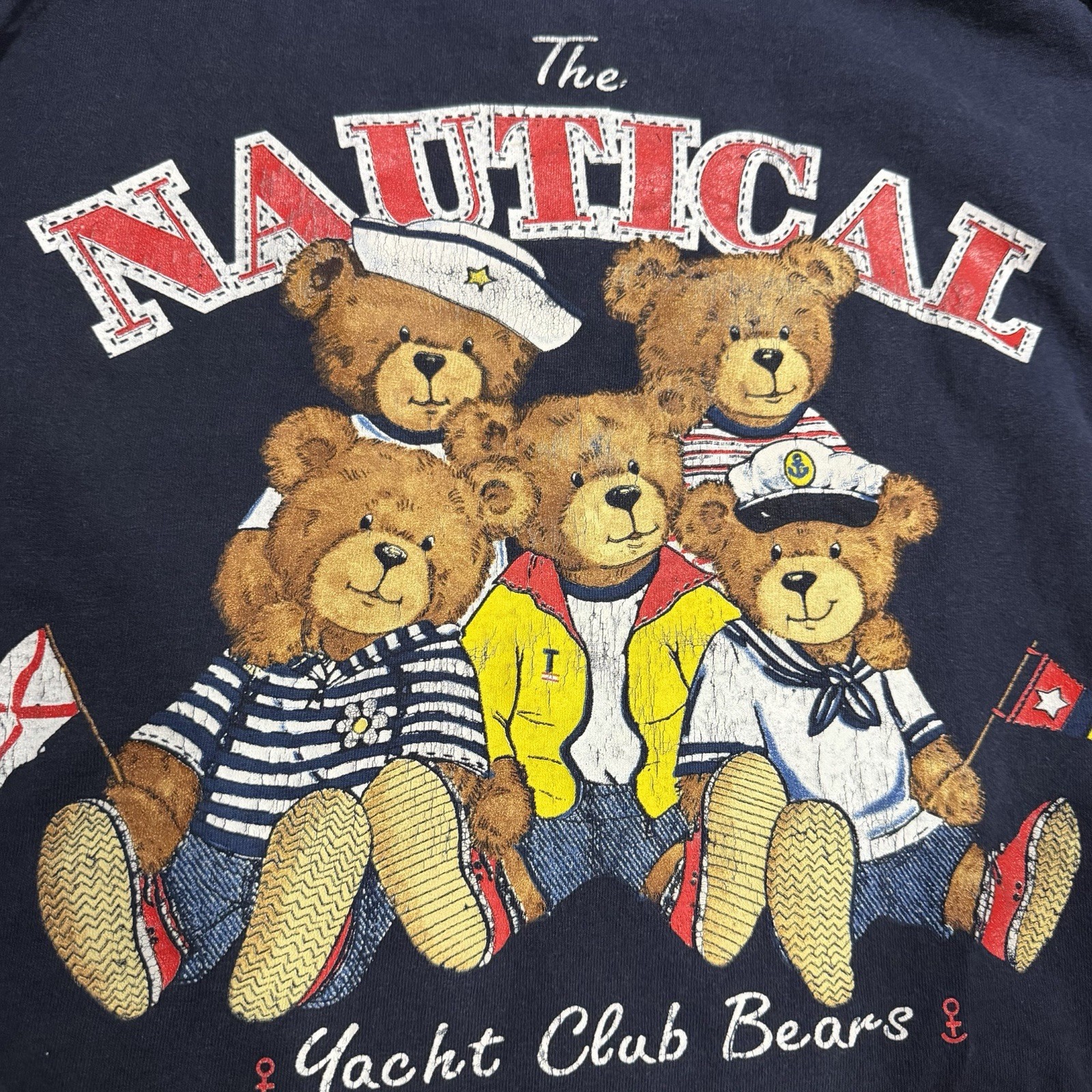 Vtg BOBBIE BROOKS T-Shirt Women’s Sz 26W/28W Yacht Club Bears Nautical 90s SEE