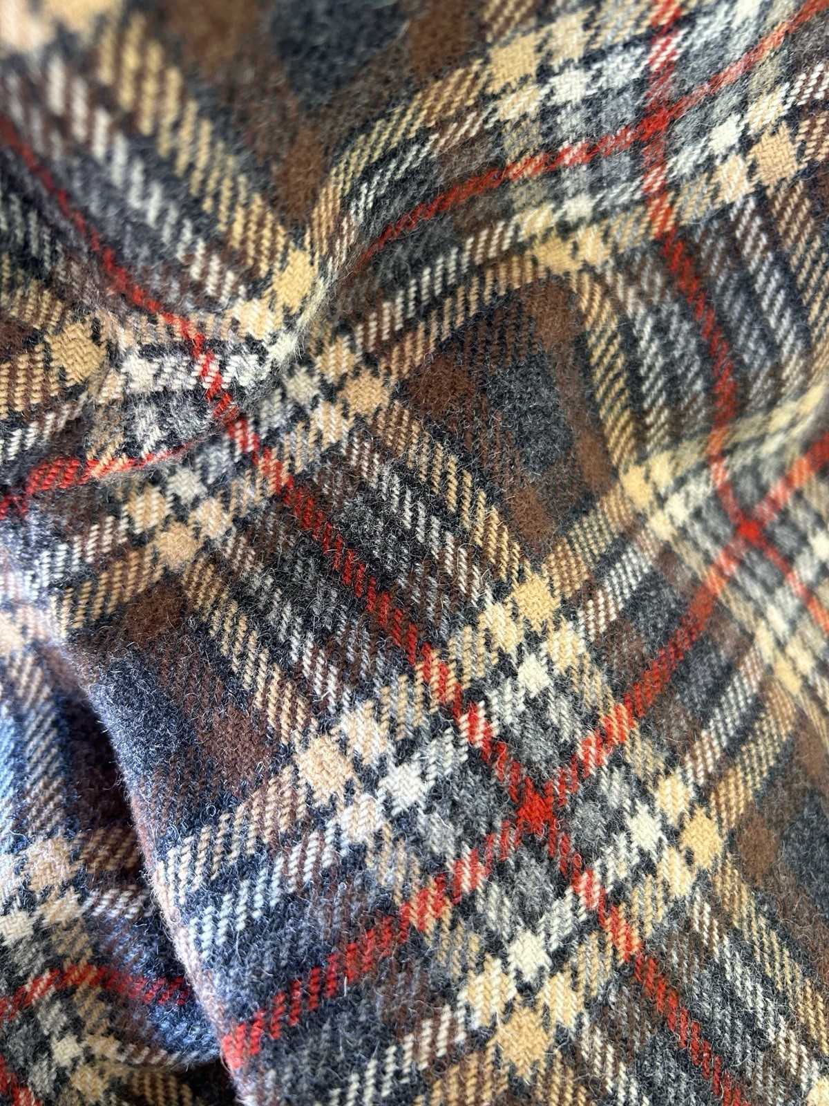VINTAGE 1970’s PLAID TWEED FLARE LEG PANTS SLACKS HIGH WAIST BOHO PREP ACADEMIA