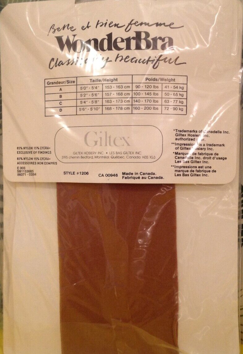 Vintage Pantyhose 2 Pairs All Sheer For 25$ Wonderbra impression beige size D