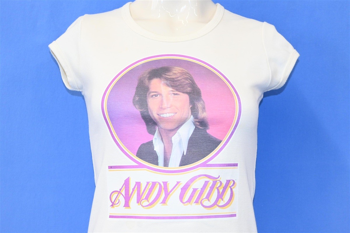 vintage 70s ANDY GIBB SINGER ACTOR PORTRAIT IRON ON SOFT t-shirt WOMEN’S XS