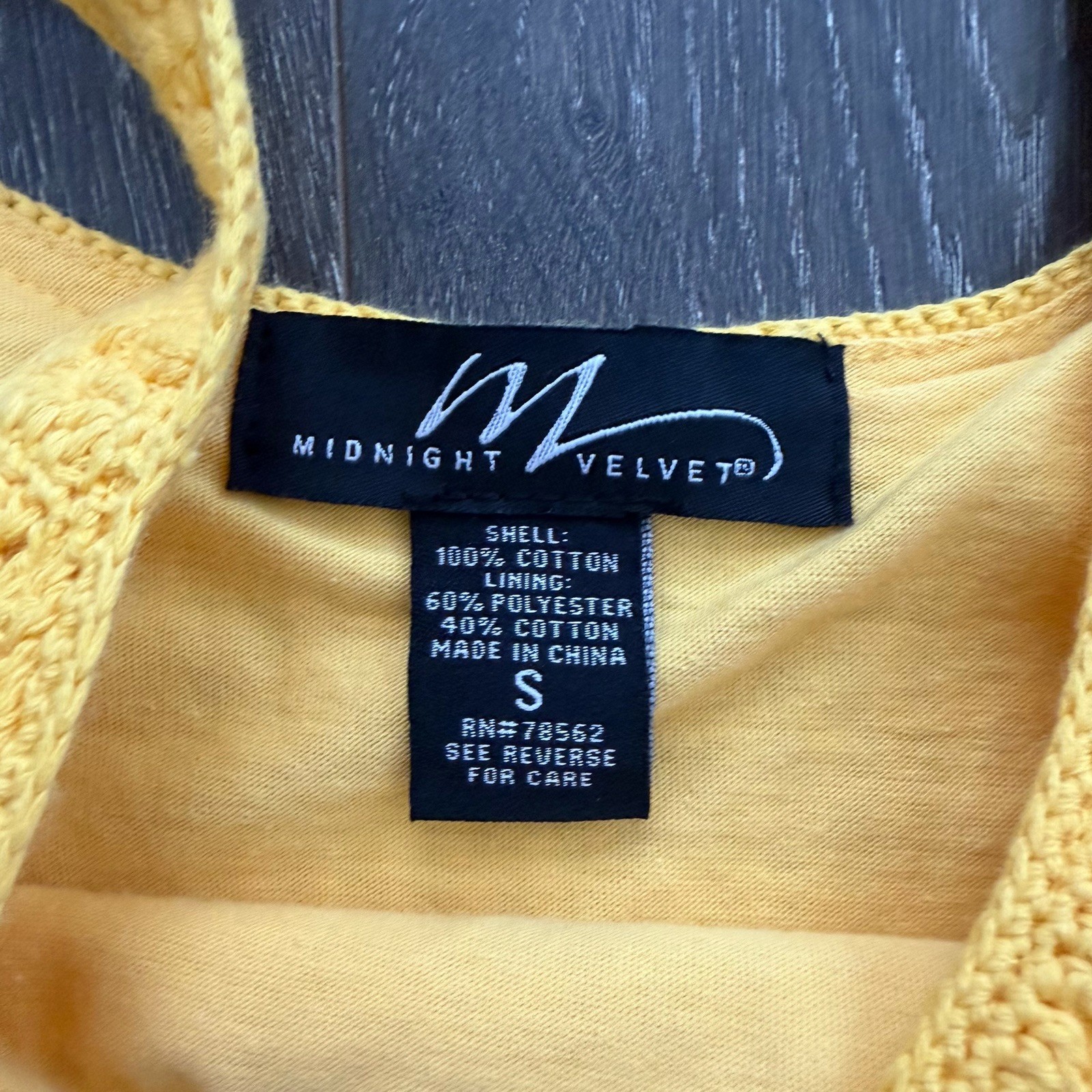 Vintage Y2K Yellow Midnight Velvet Boho Crochet Dress S Hippie Coquette Romantic