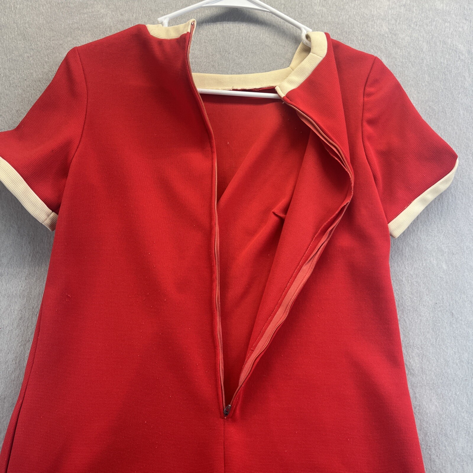 Union Made ILGWU Red Dress Vintage 60s Pockets Read Single Stitch