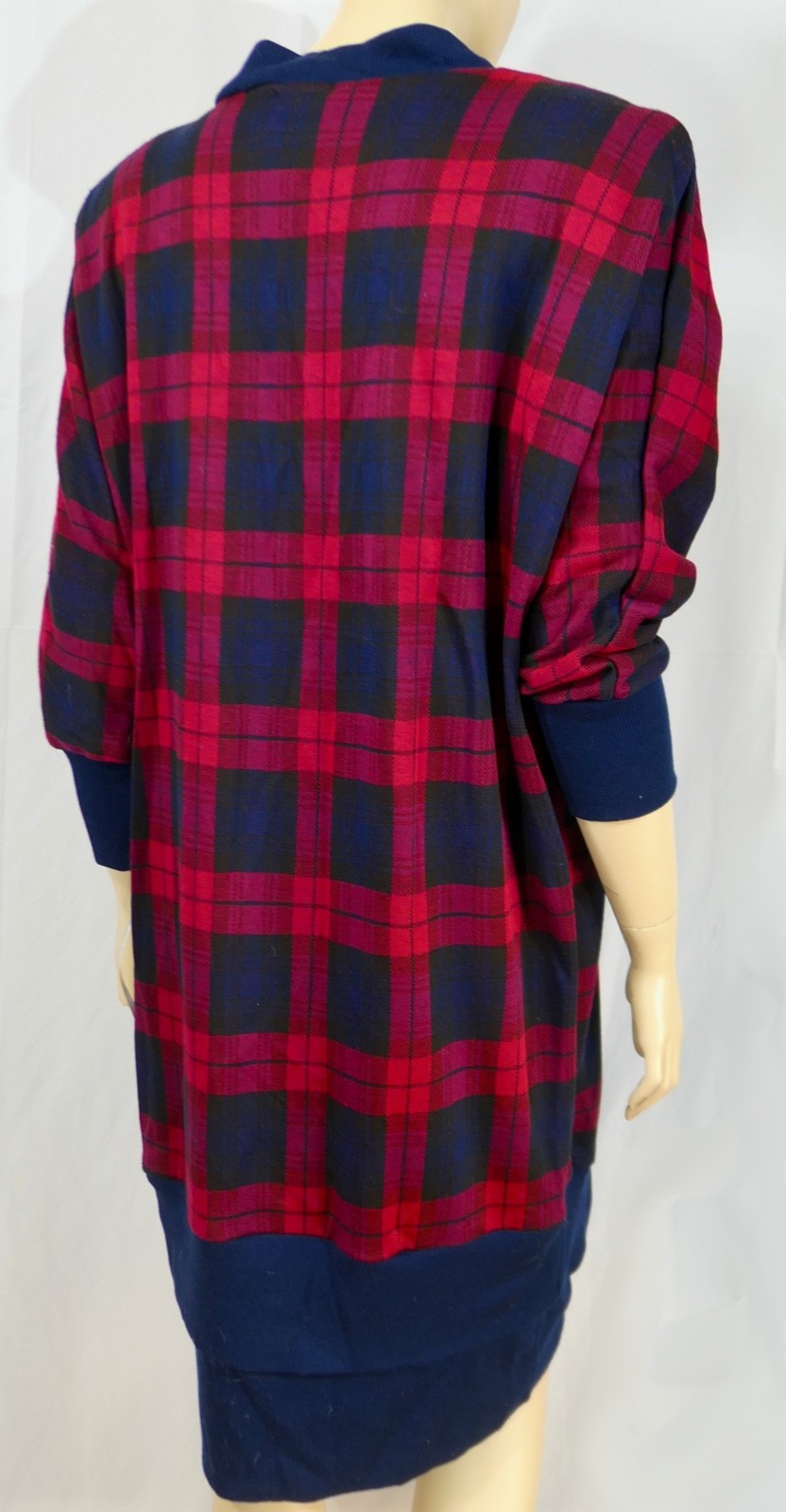 NWT NOS Pyquette Too Red Plaid Drop Waist Dolman Vintage 80s Dress sz 14