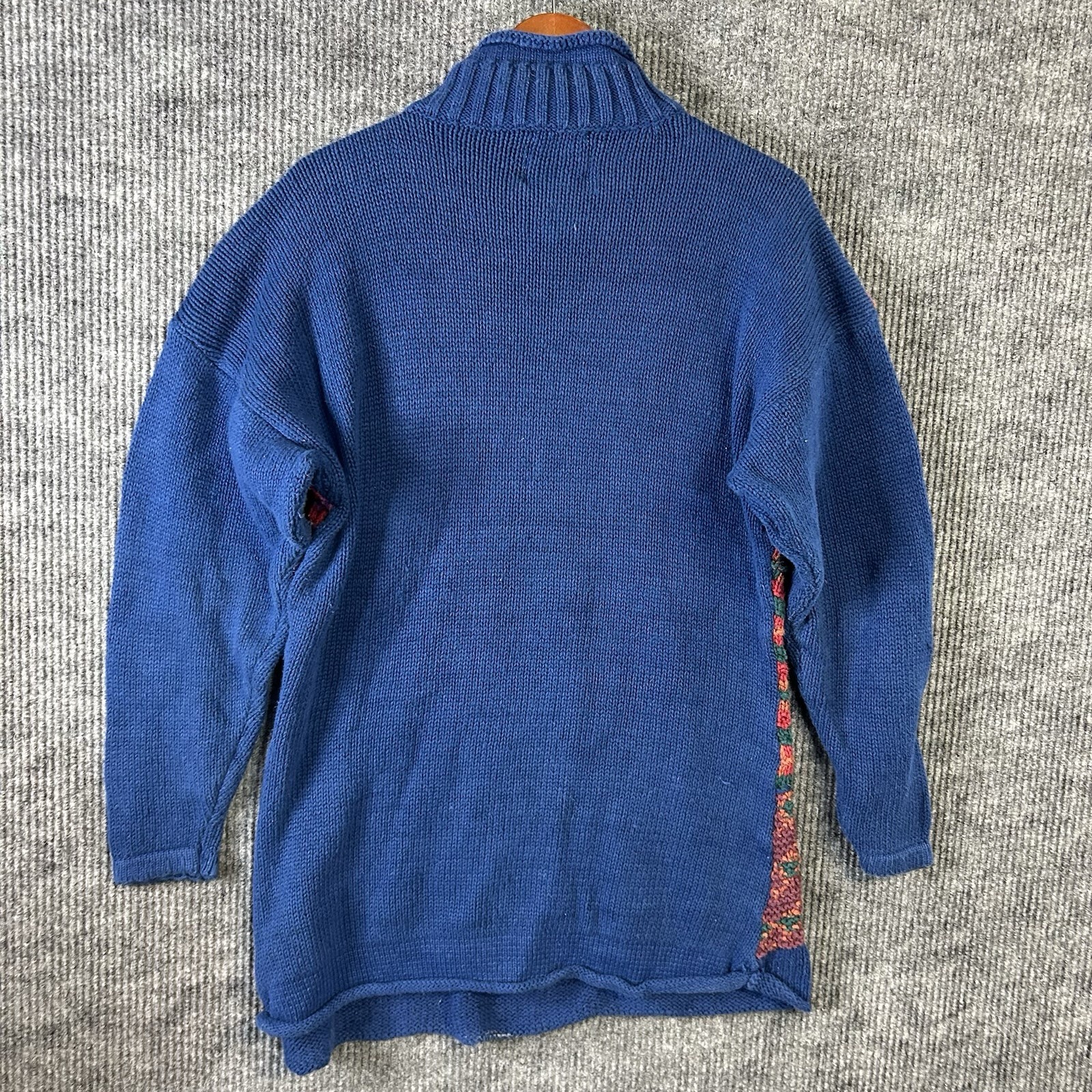 Vintage Erika II Sweater Women’s 3X Hand Knit Blue Red