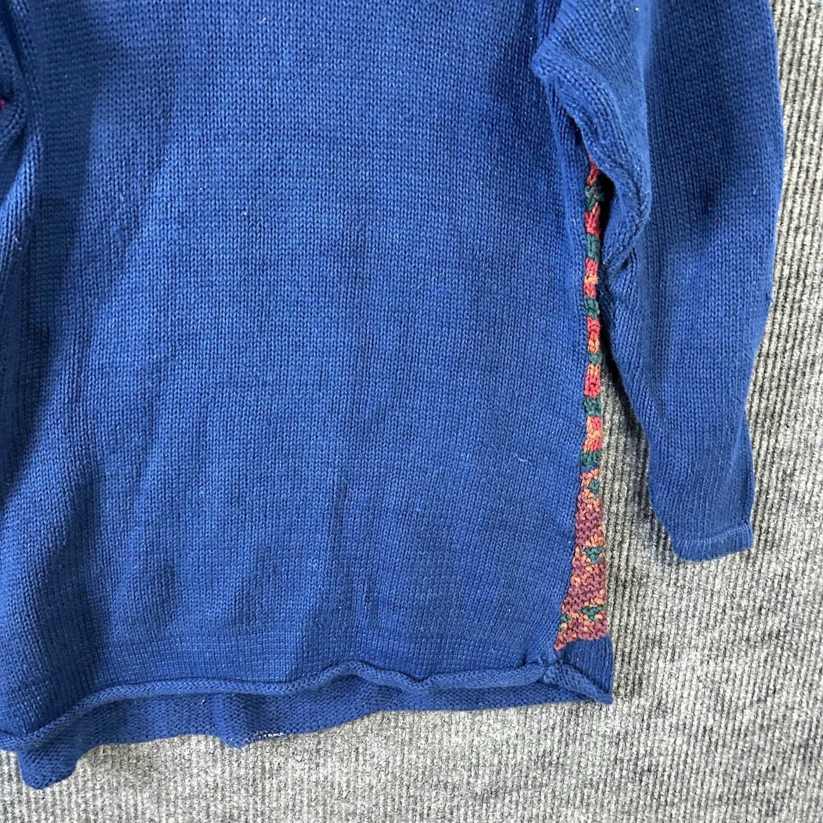 Vintage Erika II Sweater Women’s 3X Hand Knit Blue Red