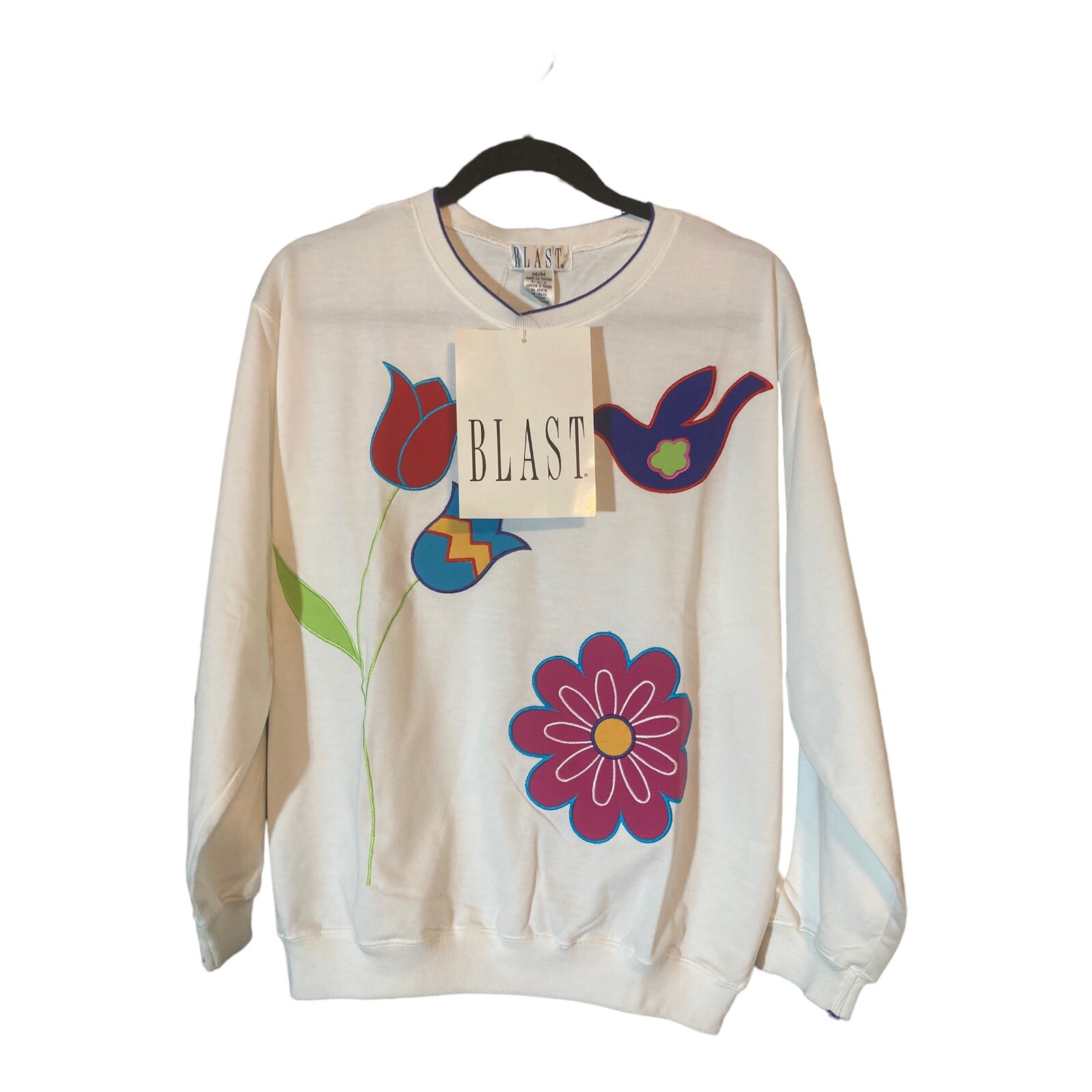 Vintage 80’s BLAST NWT Sweatshirt Sweater Embroidered Flowers Women’s Medium