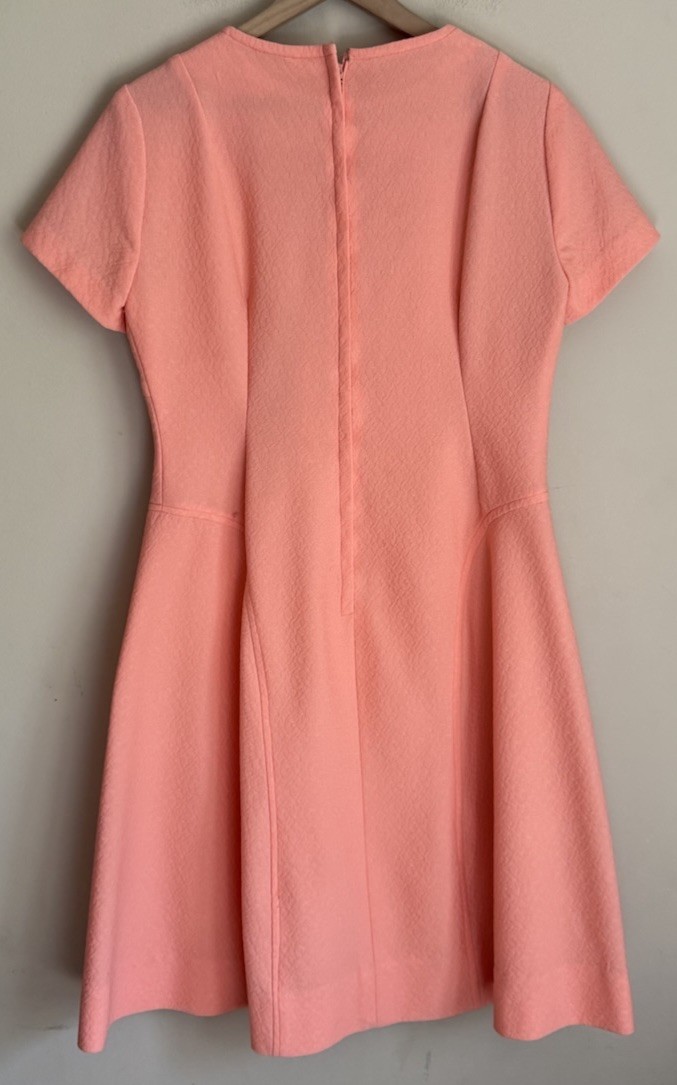 Dress Vintage Knit Polyester 60s 70s Womens Size Large Secretary Short Sleeve