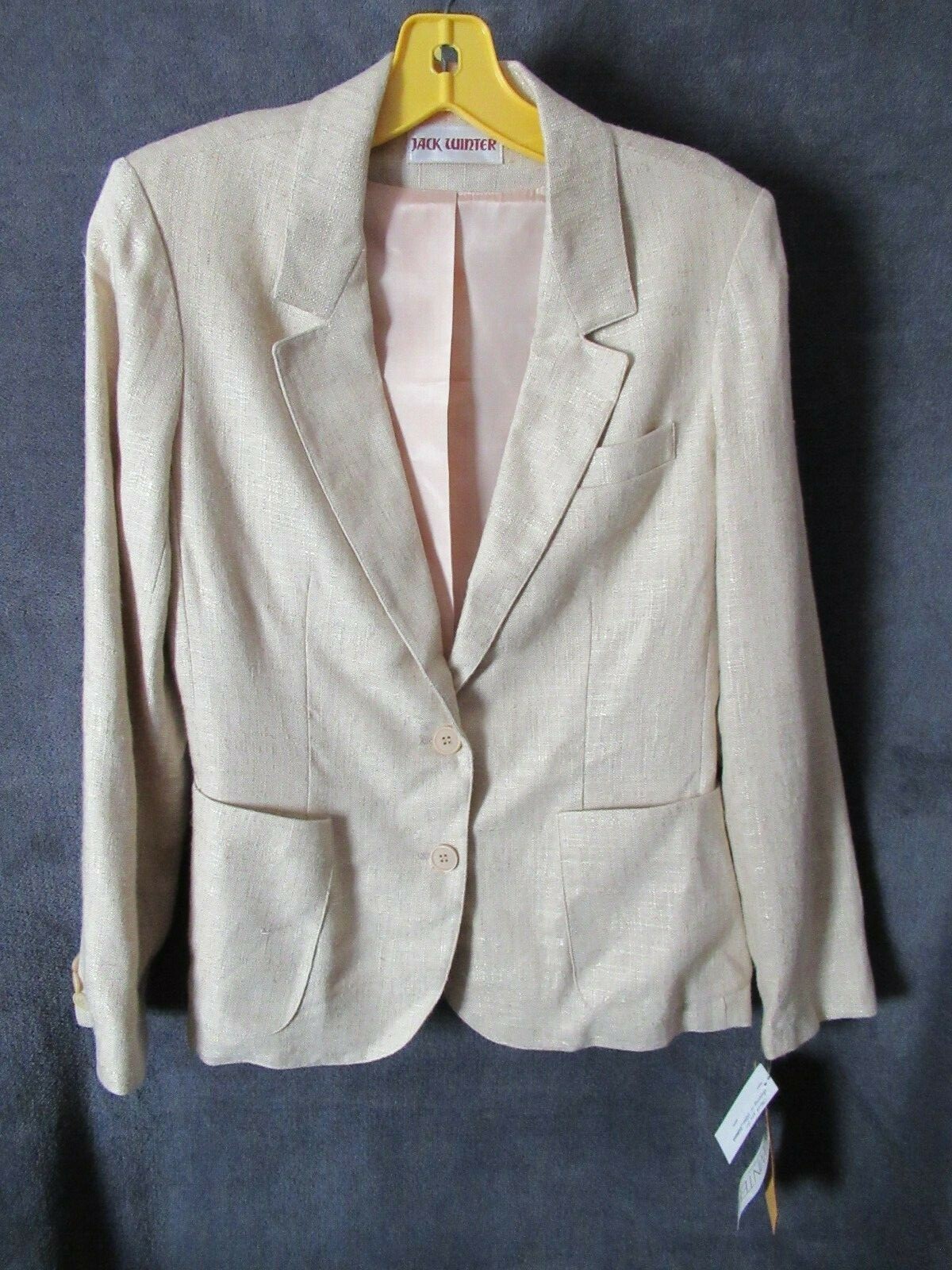 NWT Vintage Jack Winter Rices Nachmans Beige Rayon Flax Career Suit Jacket 8