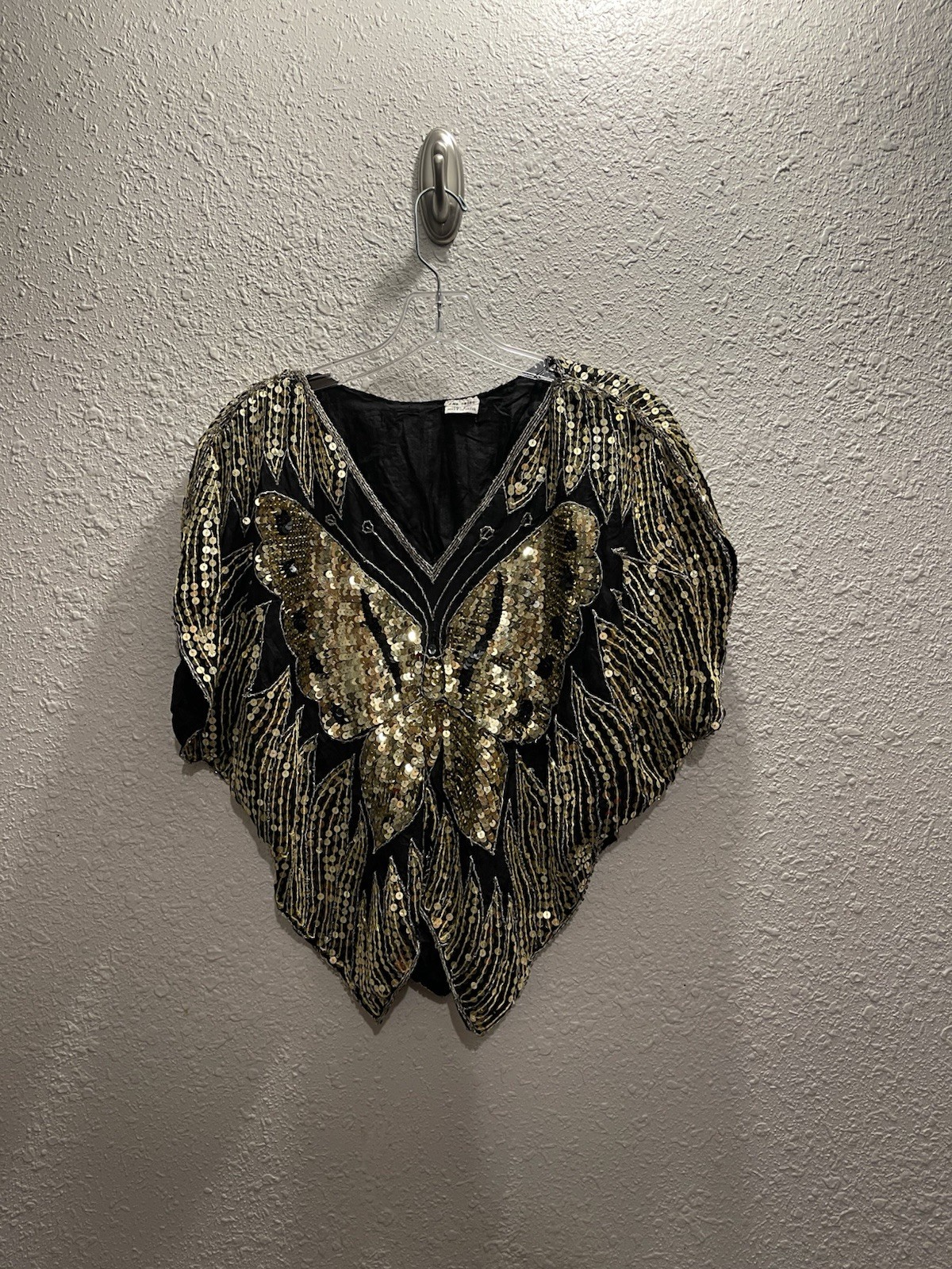 Vintage 1970’s Disco Era Sequins Boho Butterfly Blouse