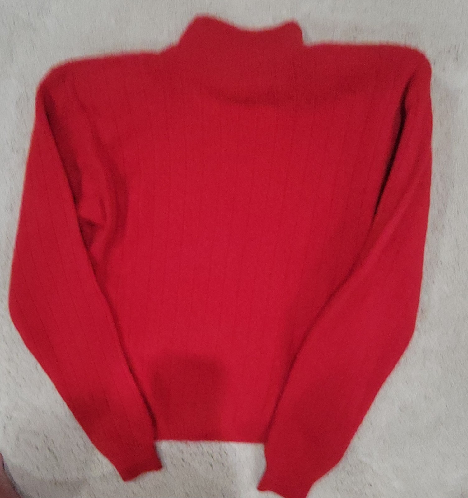 Retro 80s Red Ribbed Pullover Lambswool Vintag Sweater W/Shoulder Pads