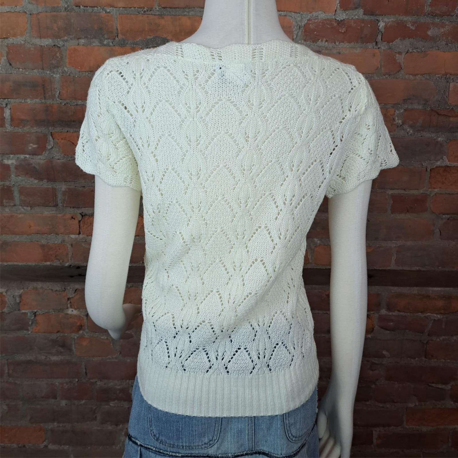 VTG Kenneth Too 1970s Sweater White Short Sleeves Boatneck Size M