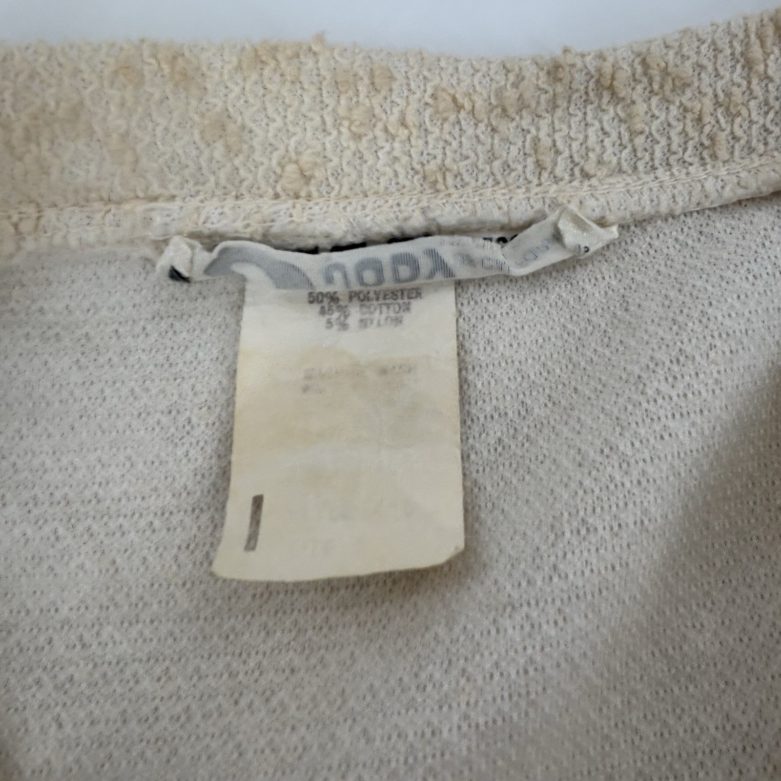 Vintage Jody T Of California Cream Midi Dress Textured Boucle Fabric V-Neck