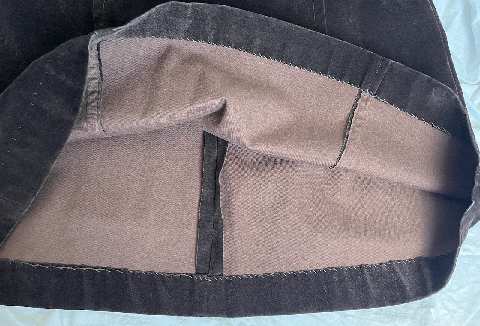 Vintage 1970s Maxi Skirt Brown Velveteen Metal Buckle Boho Hippie Grunge 70s XS