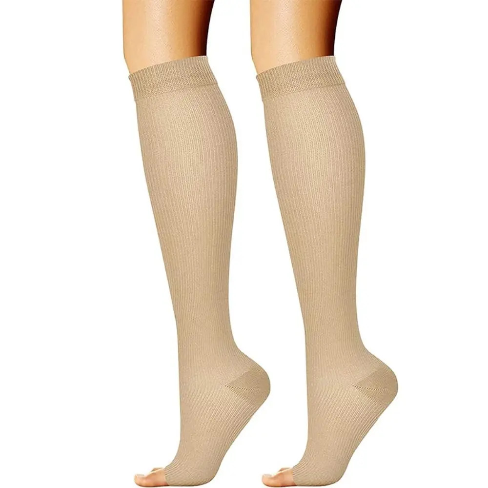 Medical Compression Socks Flexible Open Toe Black Sports Compression Socks Knee