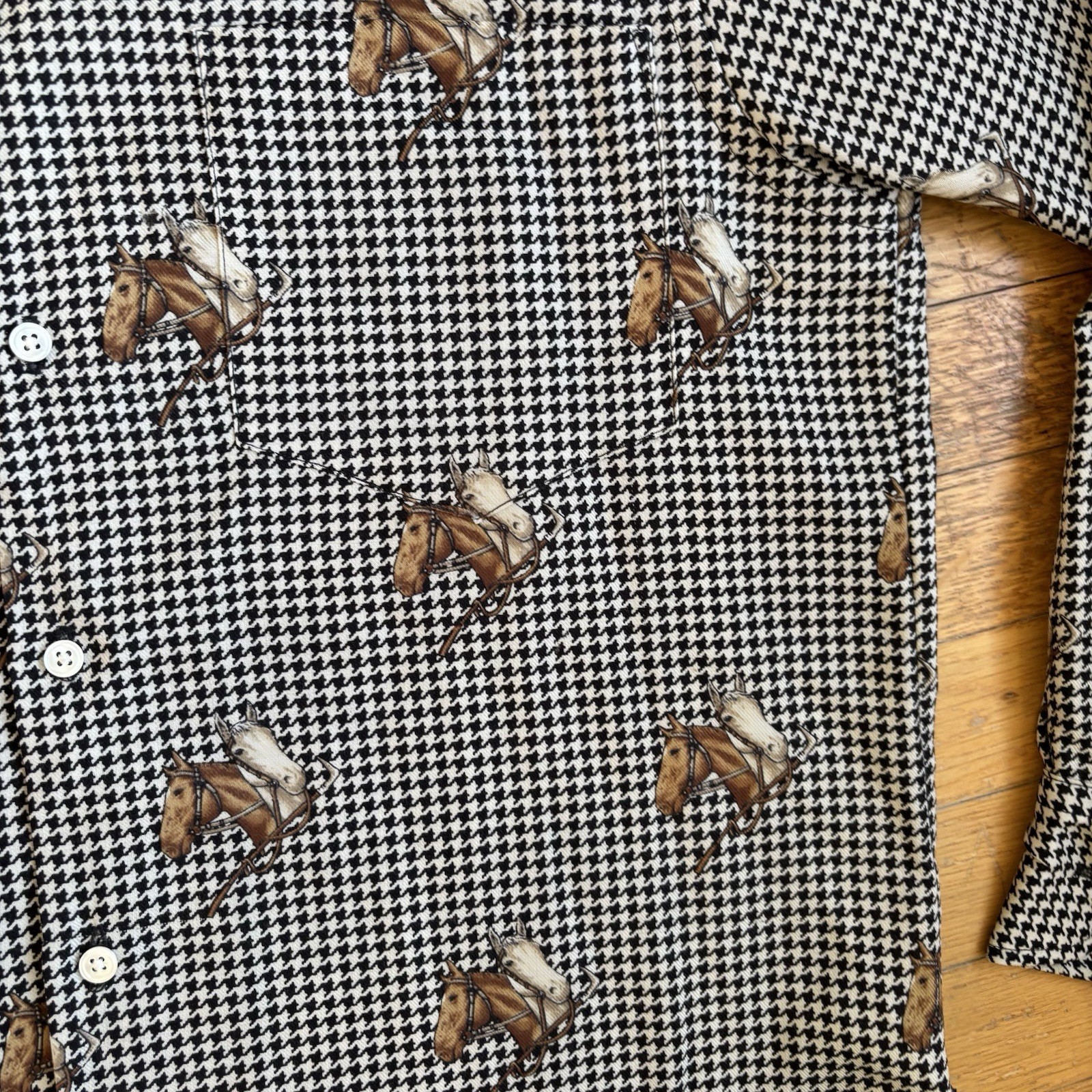 Vtg 80s-90s RALPH LAUREN EQUESTRIAN Horse Print Shirt Button Down Womens 10