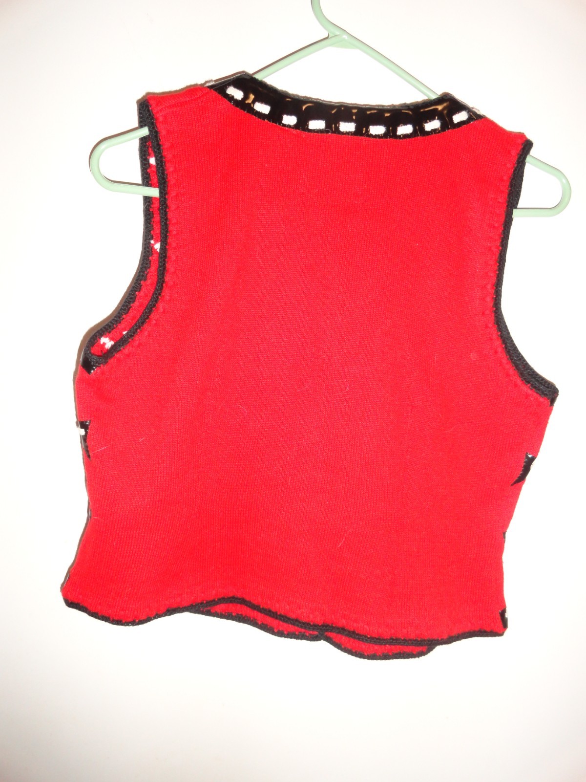 Vintage Michael Simon Petites Red Black Stripe Button Patent Leather Vest P/P