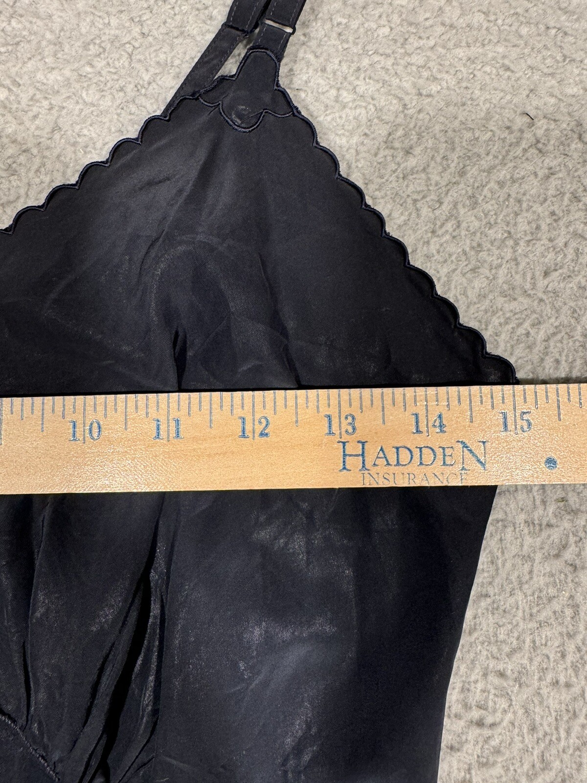 Vintage Seamprufe Black Slip Dress Acetate Size 32 Tall 1950s Adustable