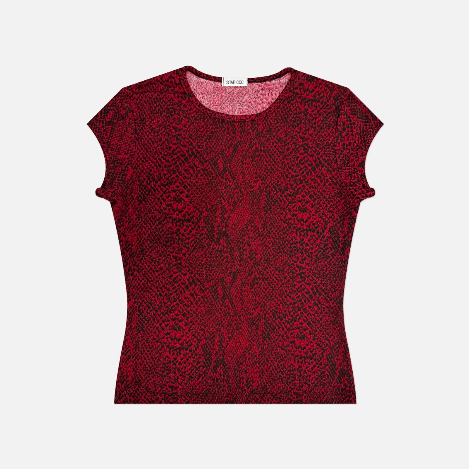 Vintage 90s Star CCC USA Red Black Snakeskin Baby Tee Slinky Party Club Top M