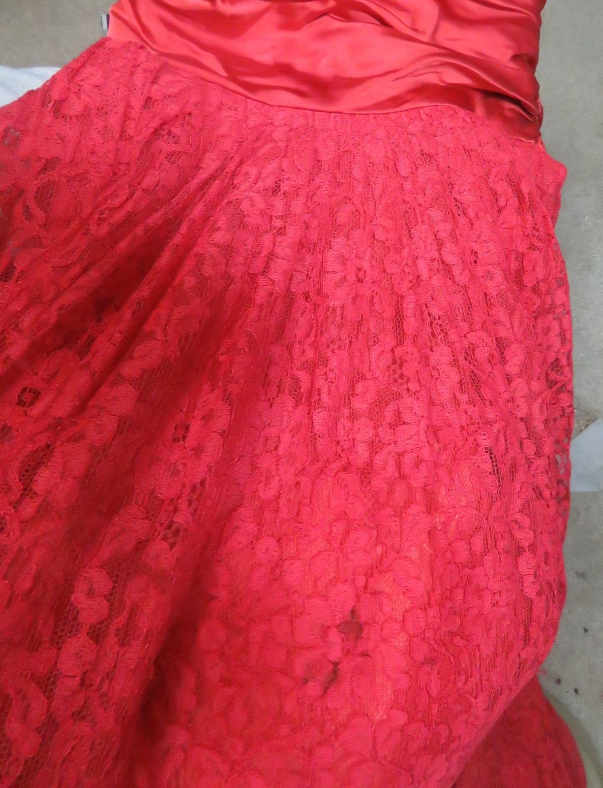 Vintage 1960s Red Lace Dress: Dress w/ bolero jacket. Has defects